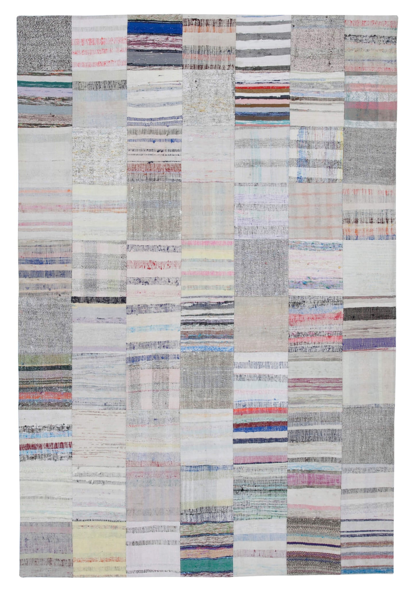 7x10 White Kilim Patchwork Rug - 30329