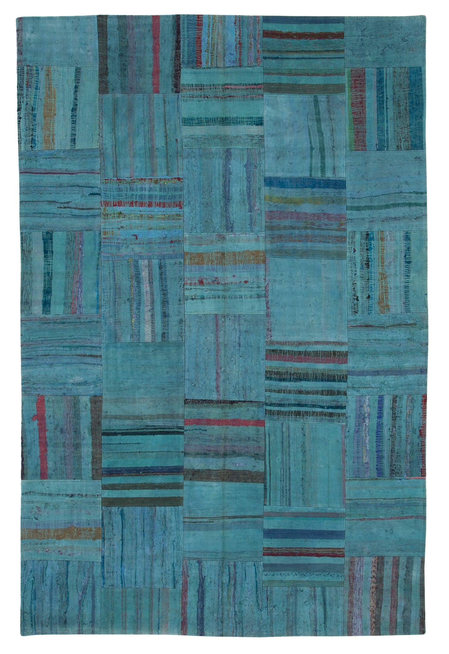 7x10 Turquoise Kilim Patchwork Rug - 30339