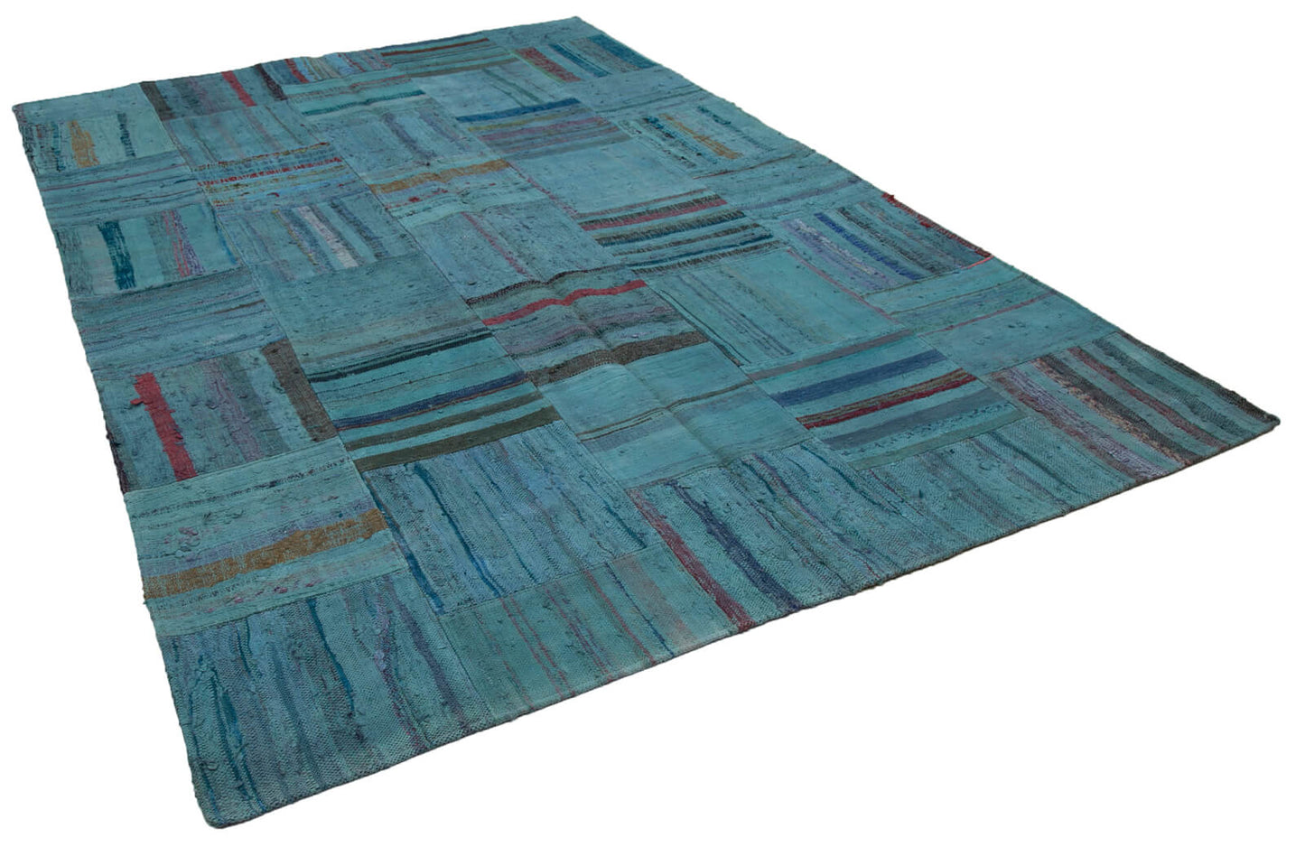 7x10 Turquoise Kilim Patchwork Rug - 30339