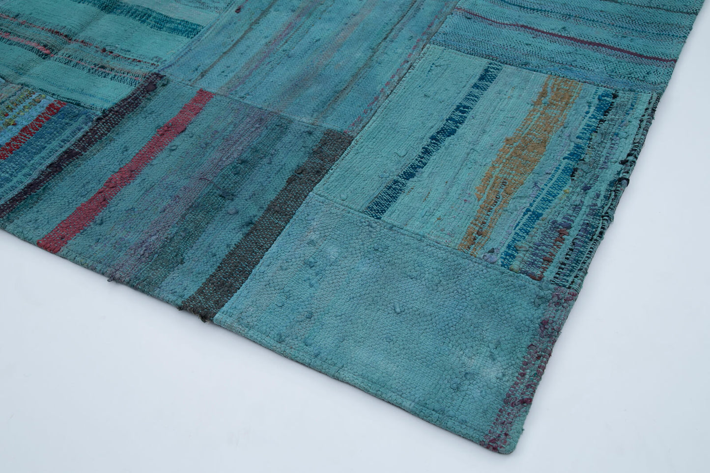 7x10 Turquoise Kilim Patchwork Rug - 30339