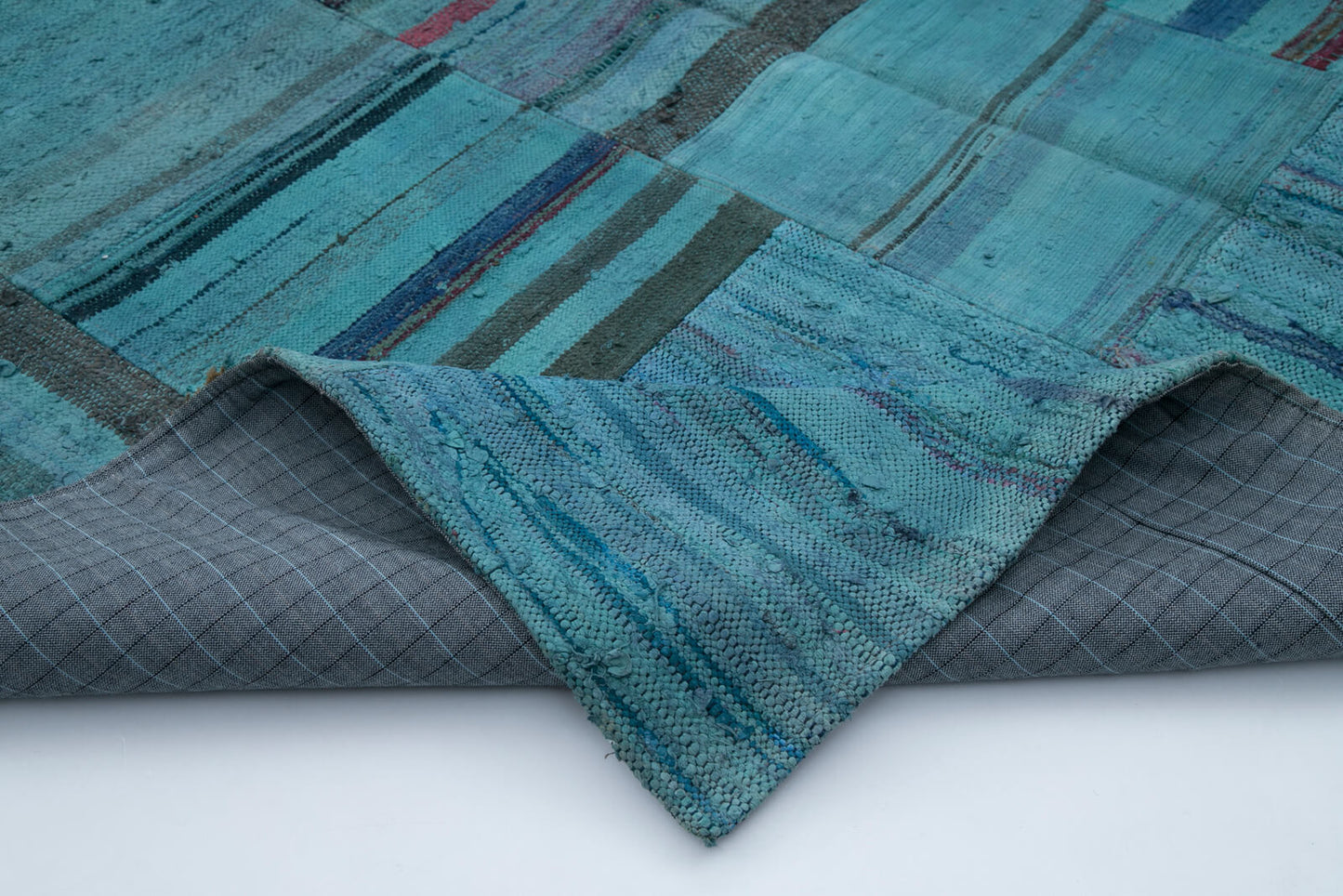 7x10 Turquoise Kilim Patchwork Rug - 30339