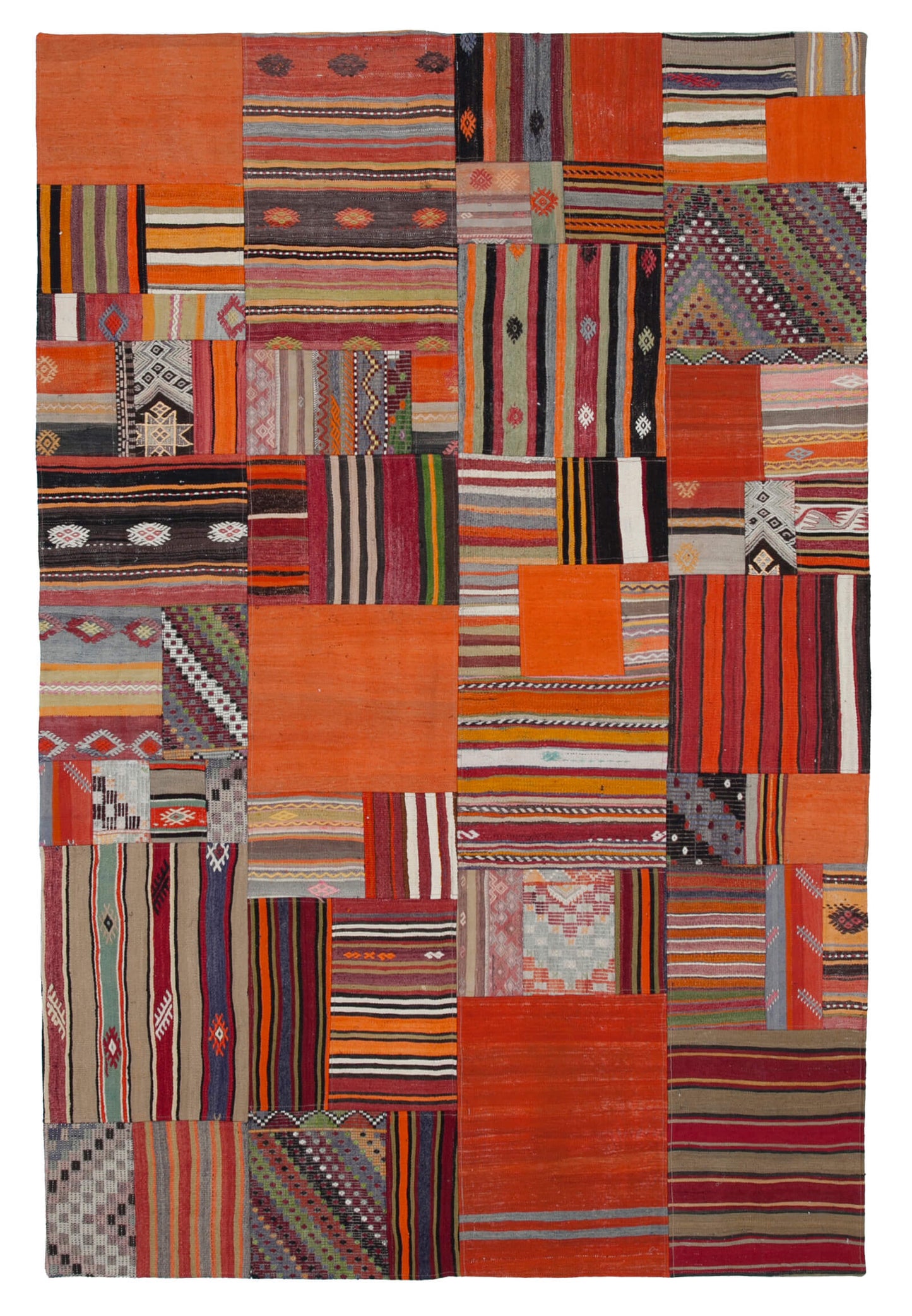7x10 Orange Kilim Patchwork Rug - 30484