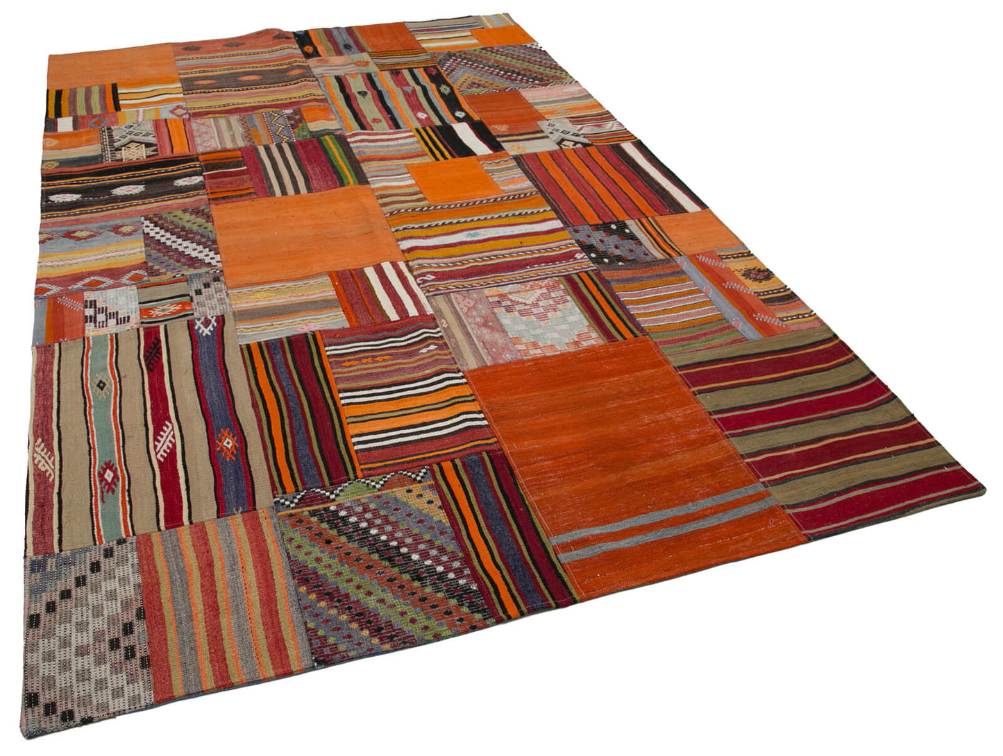 7x10 Orange Kilim Patchwork Rug - 30484