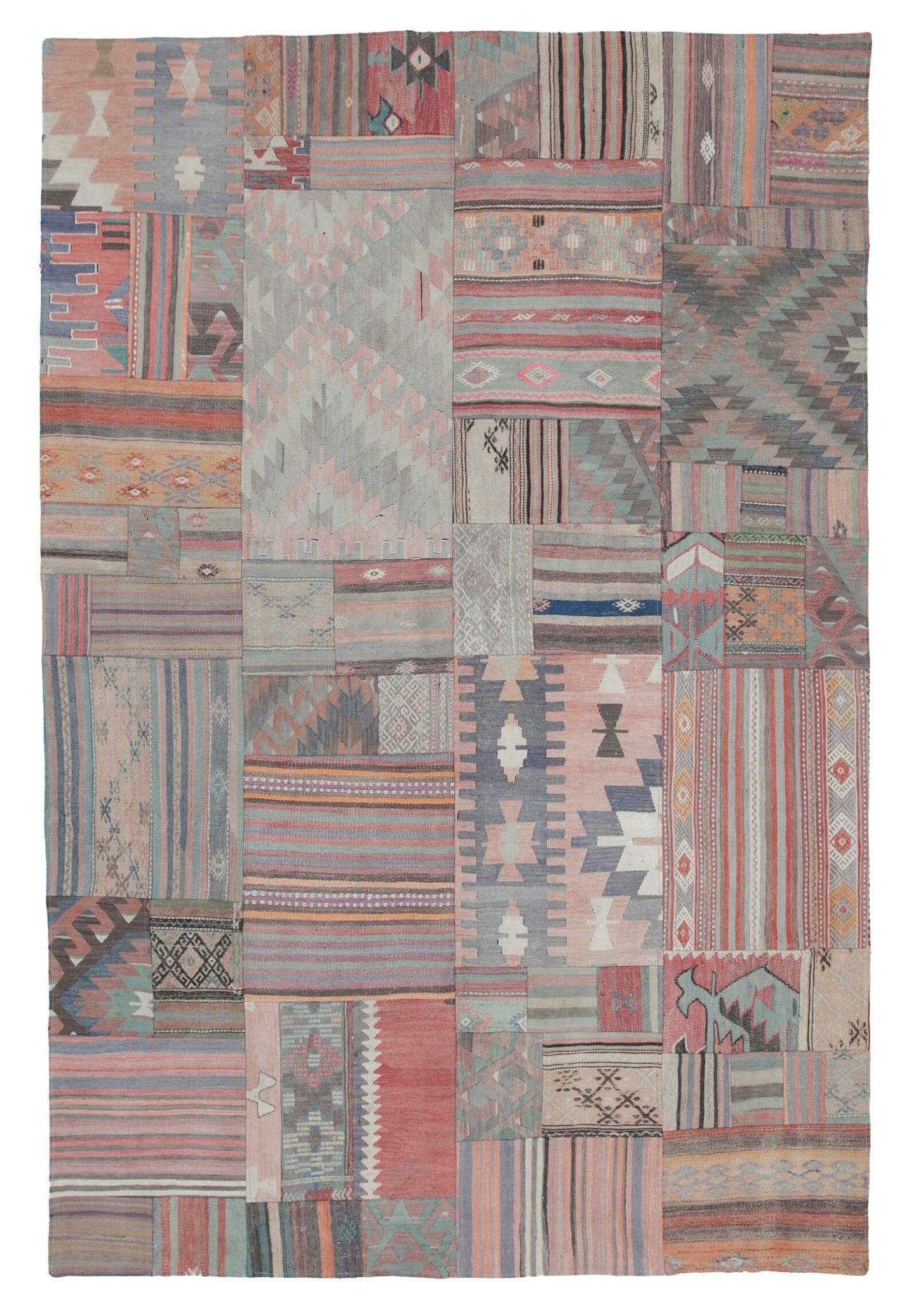 7x10 Beige Kilim Patchwork Rug - 30504
