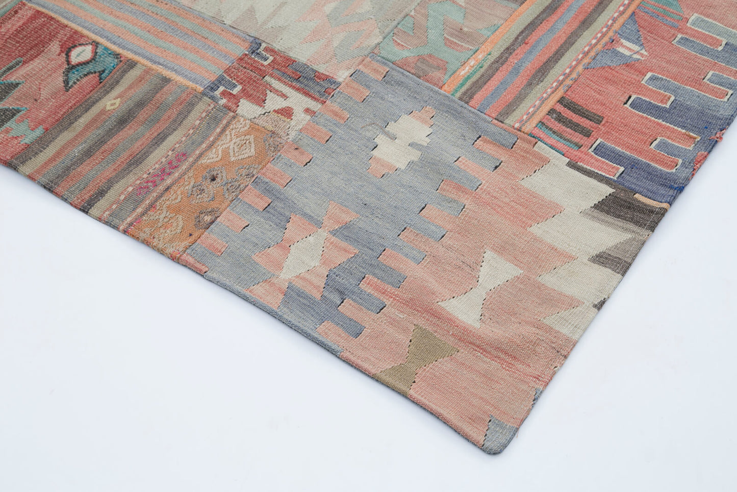 7x10 Beige Kilim Patchwork Rug - 30504
