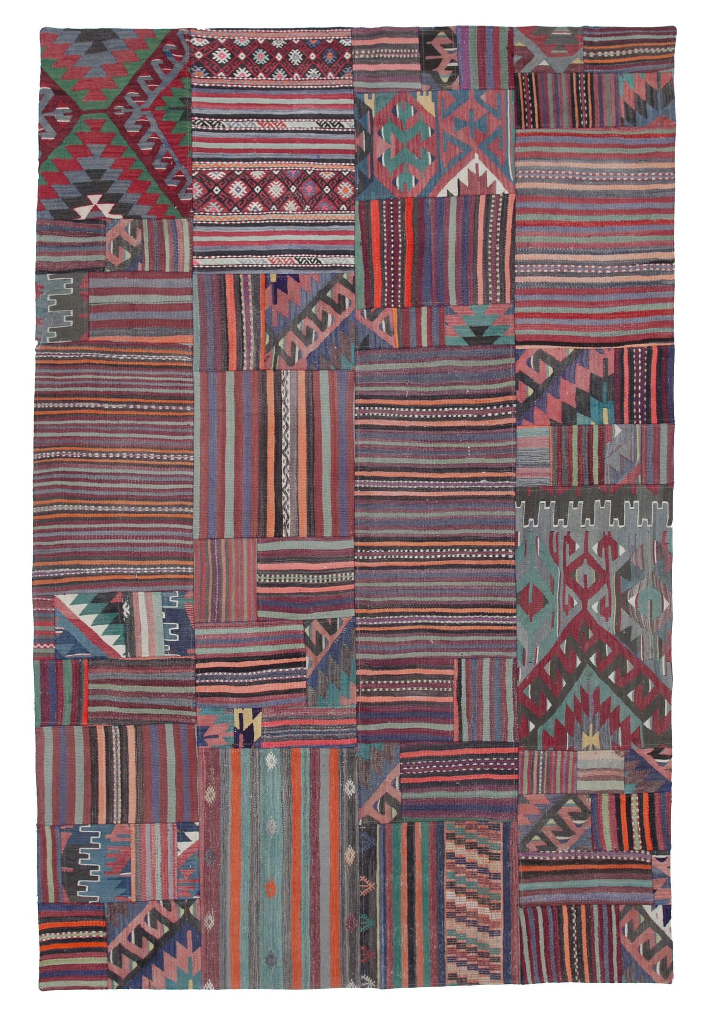 7x10 Multicolor Kilim Patchwork Rug - 30529