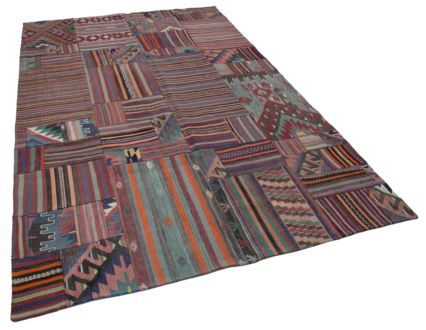 7x10 Multicolor Kilim Patchwork Rug - 30529