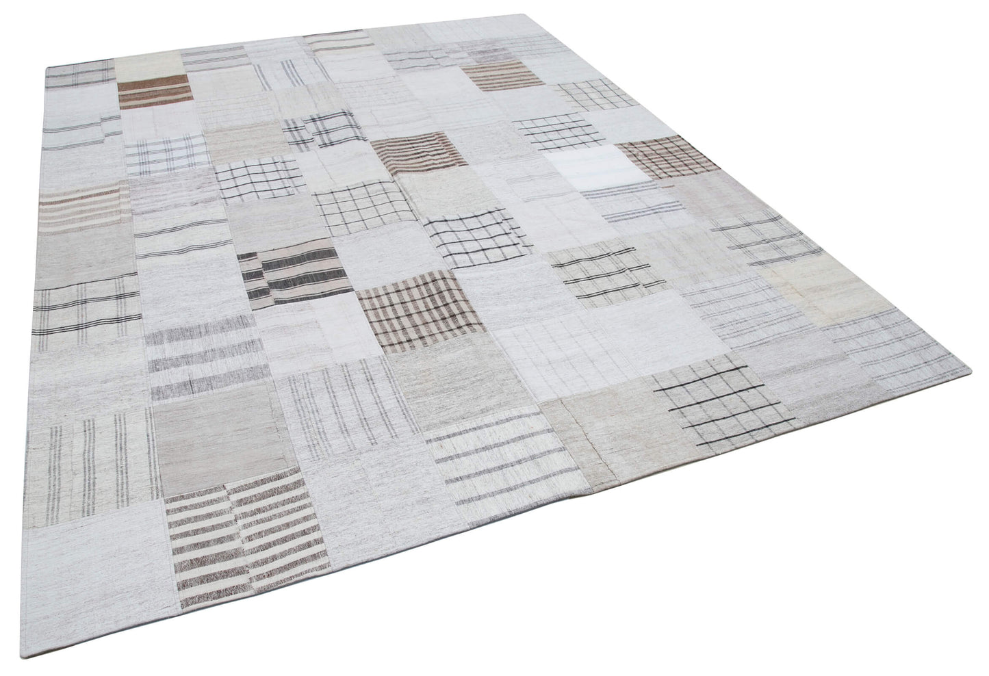 8x10 White Kilim Patchwork Rug - 30531