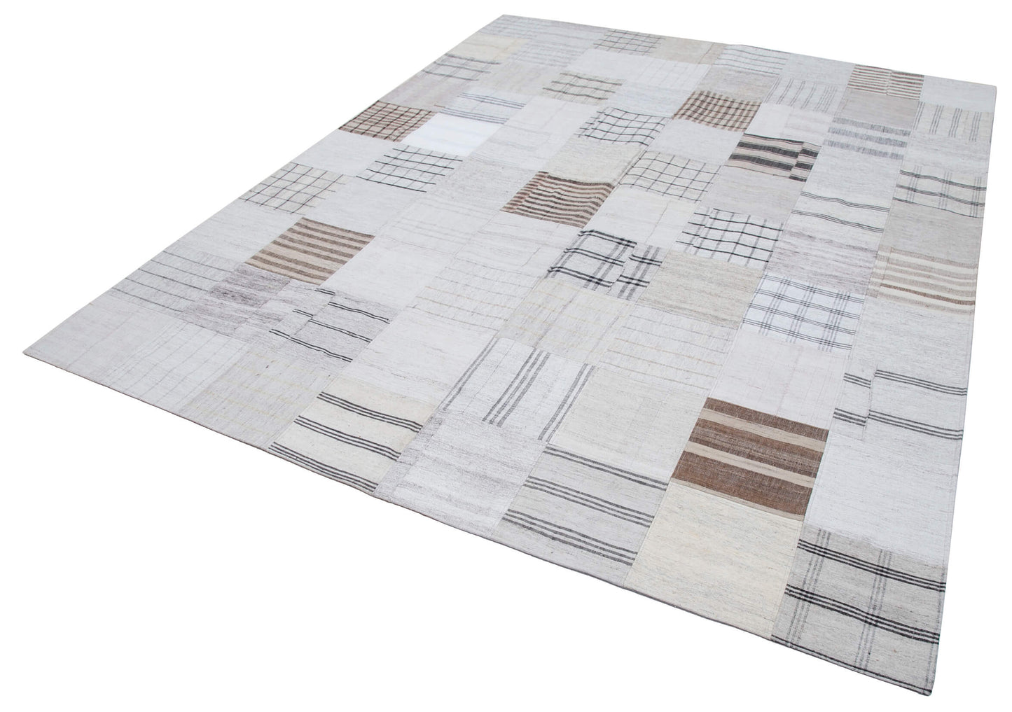 8x10 White Kilim Patchwork Rug - 30531