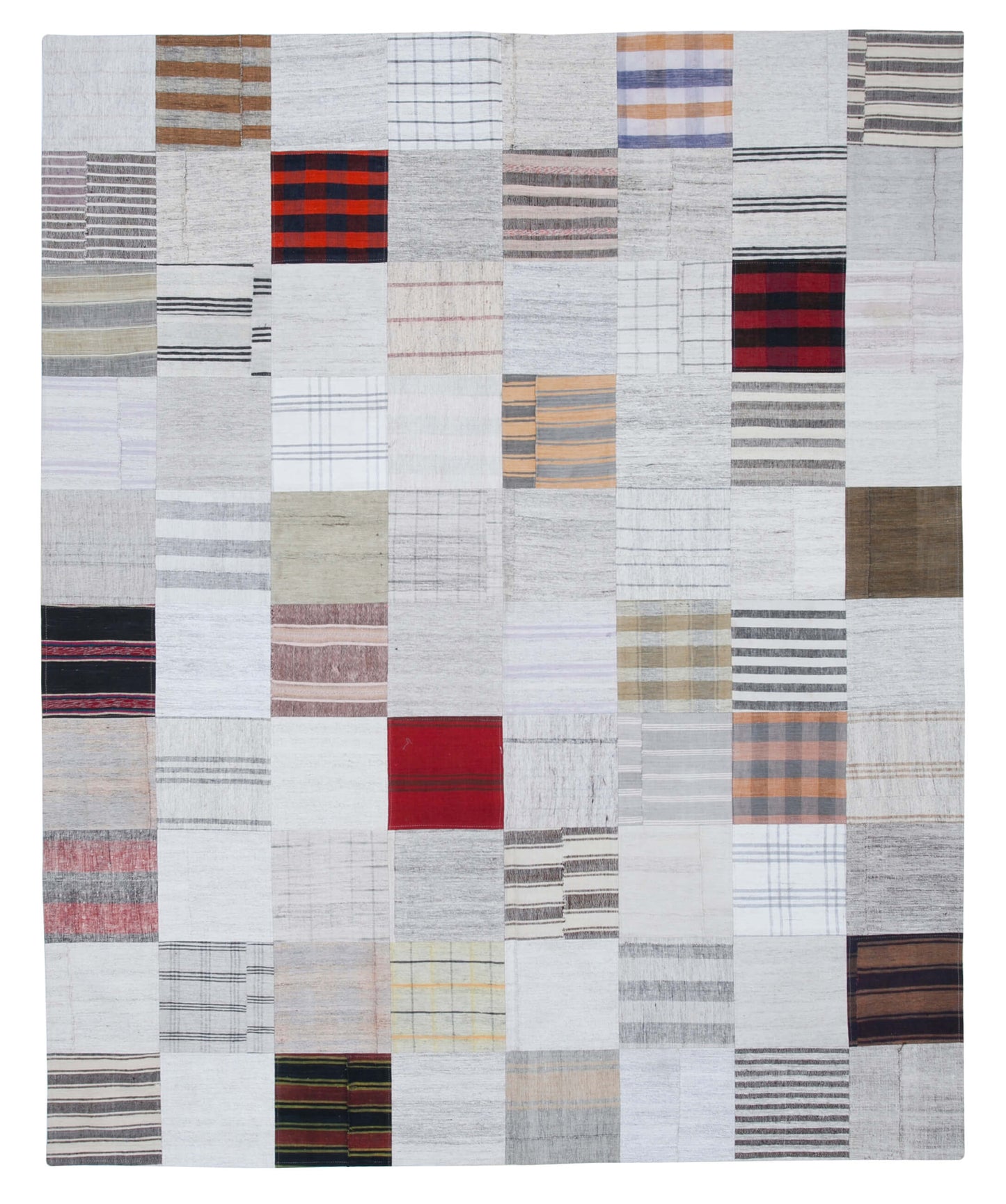 8x10 White Kilim Patchwork Rug - 30532
