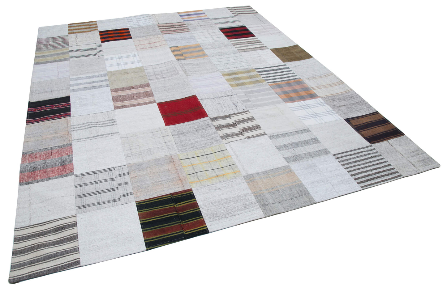 8x10 White Kilim Patchwork Rug - 30532