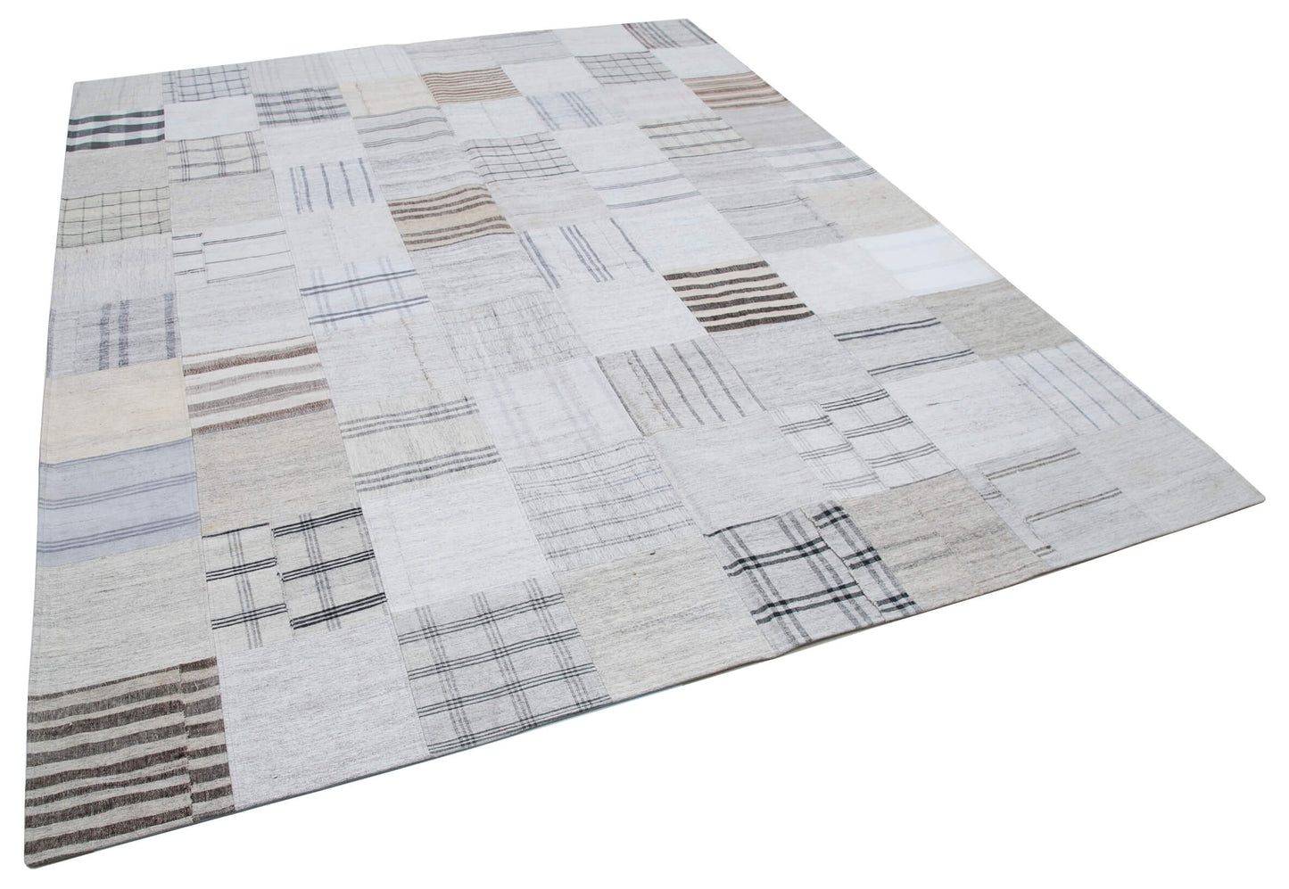 8x10 White Kilim Patchwork Rug - 30535