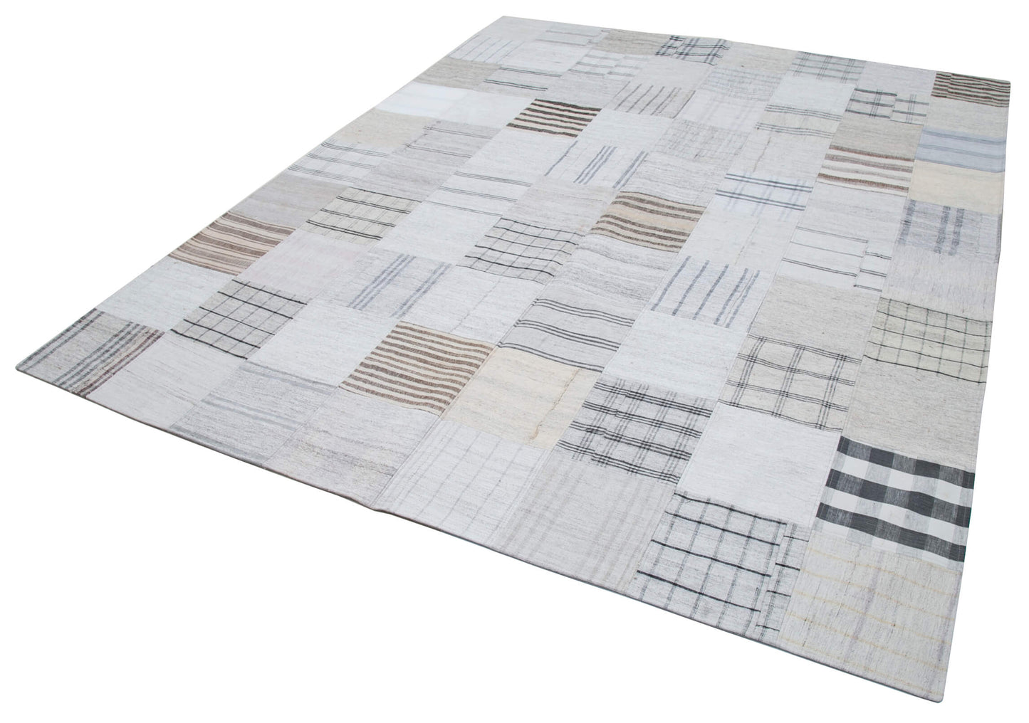8x10 White Kilim Patchwork Rug - 30535