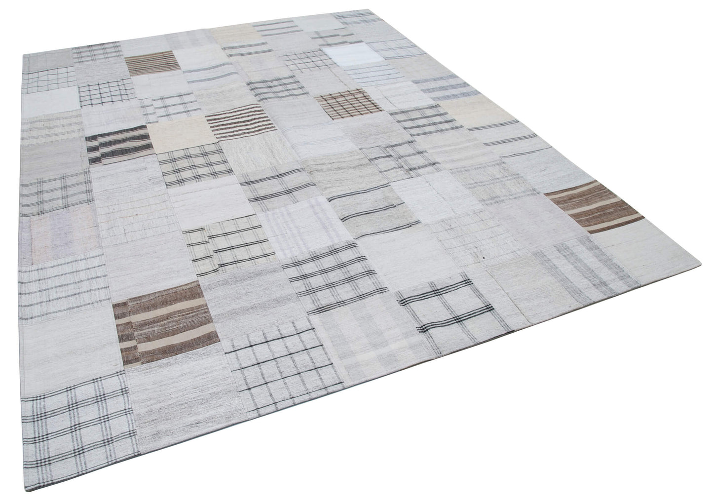 8x10 White Kilim Patchwork Rug - 30536