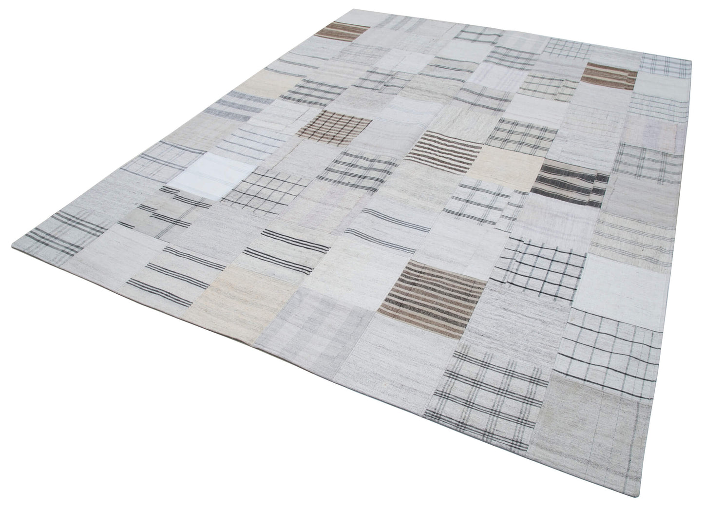 8x10 White Kilim Patchwork Rug - 30536