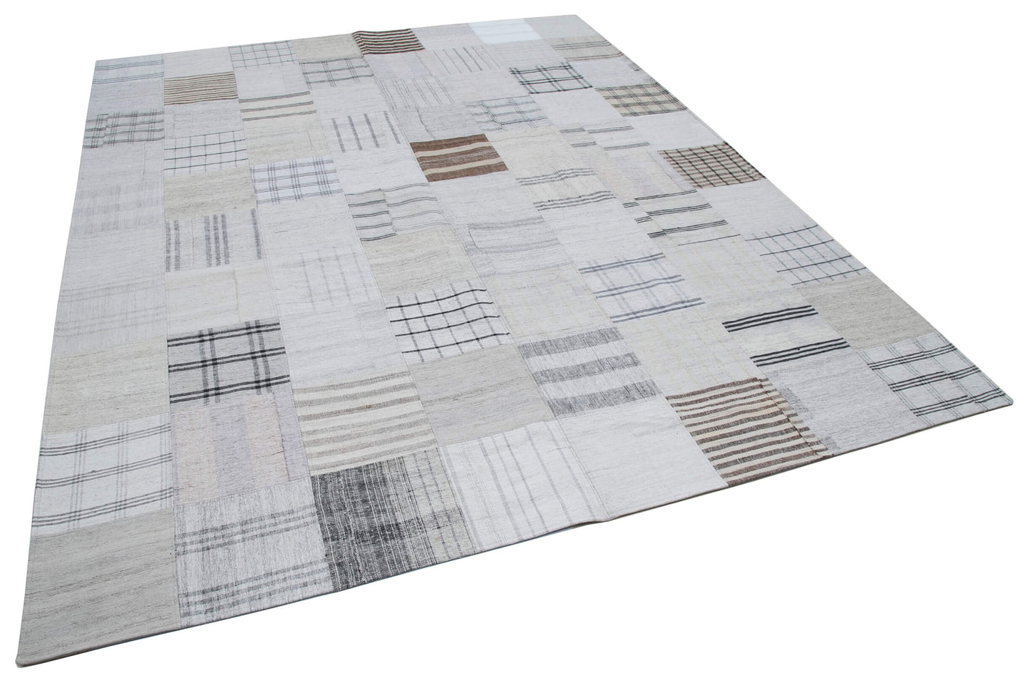 8x10 White Kilim Patchwork Rug - 30540