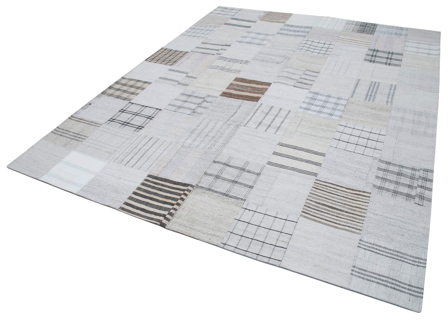 8x10 White Kilim Patchwork Rug - 30540