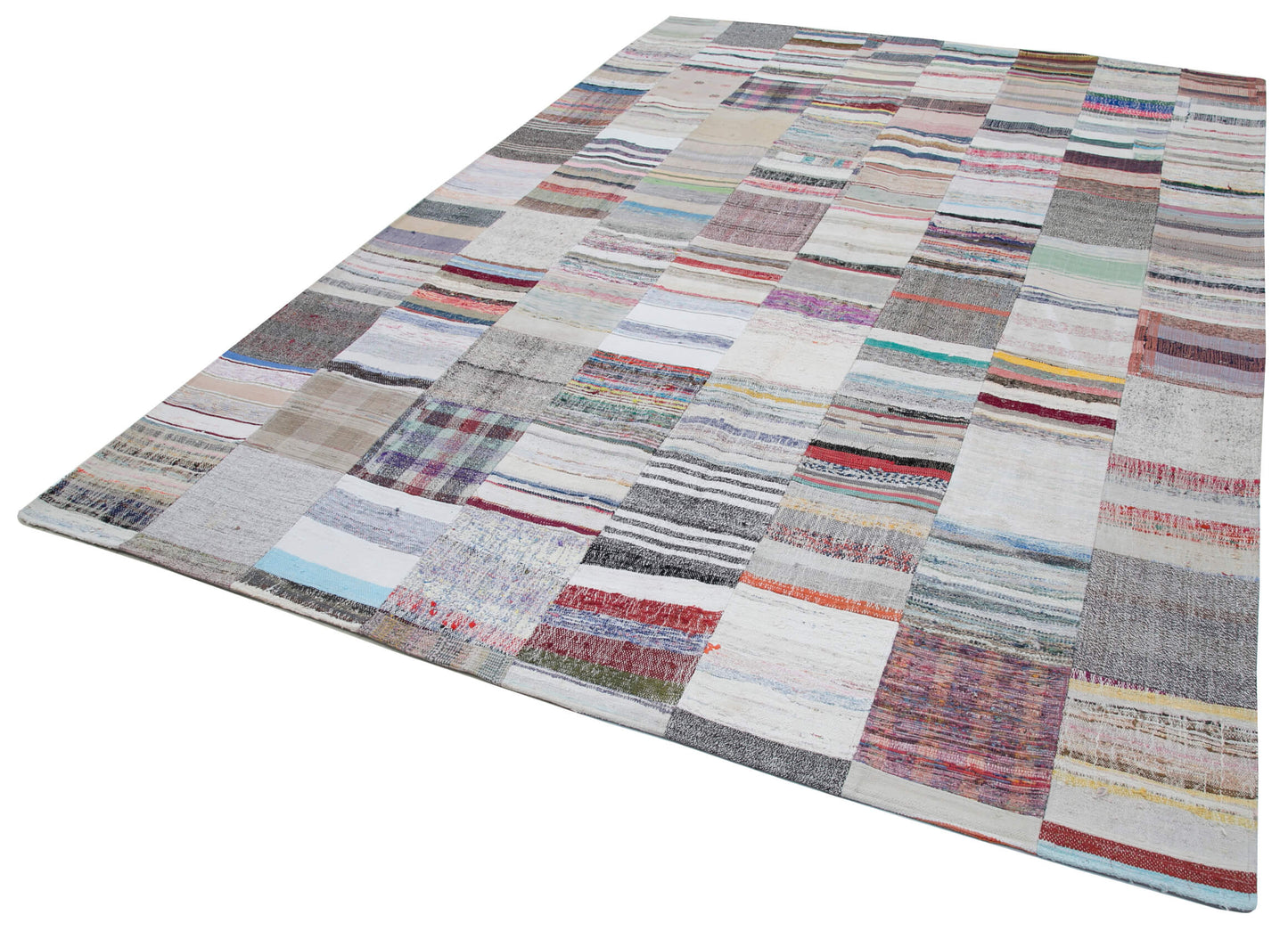 8x11 White Kilim Patchwork Rug - 30551