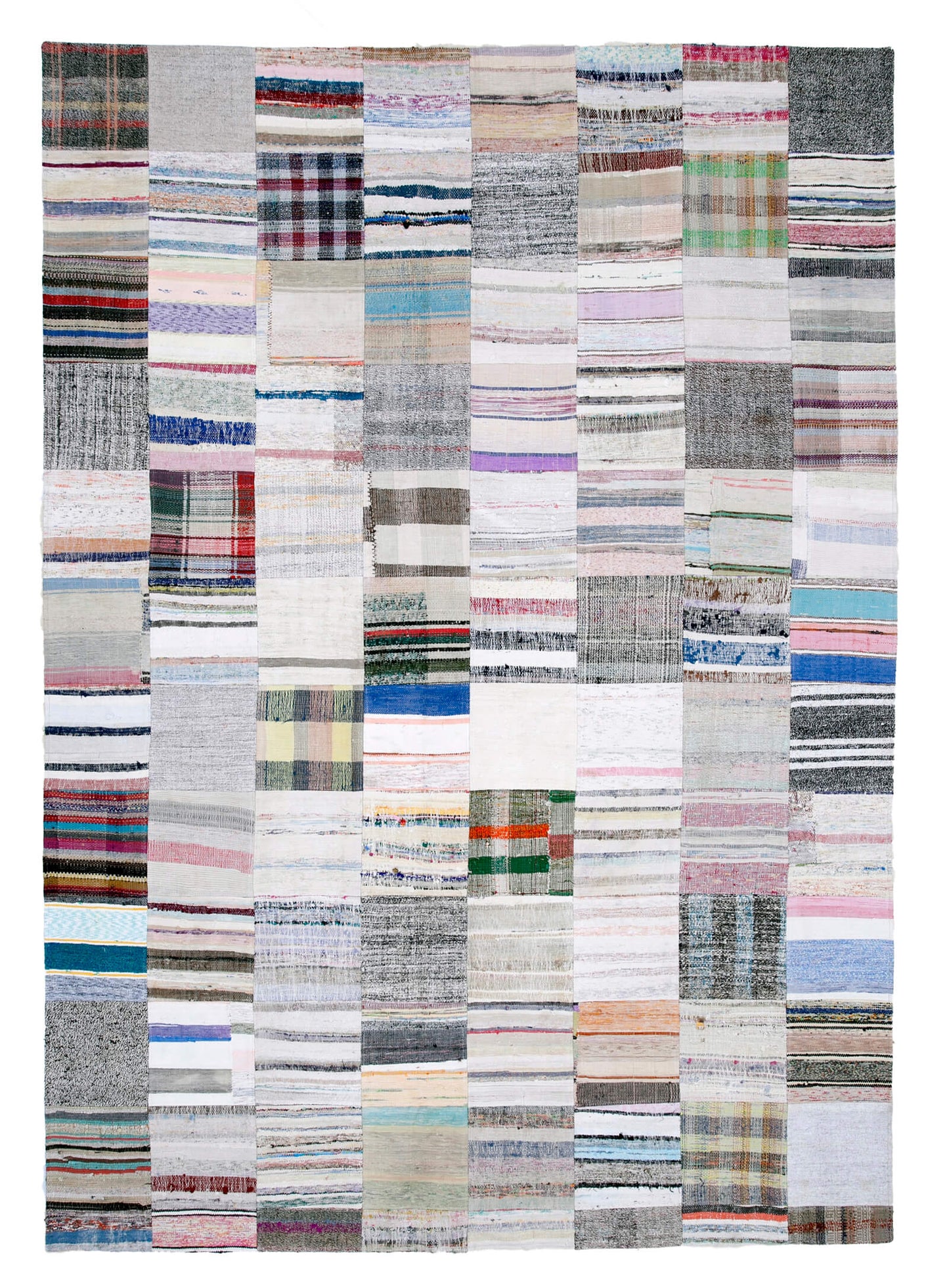 8x11 White Kilim Patchwork Rug - 30555