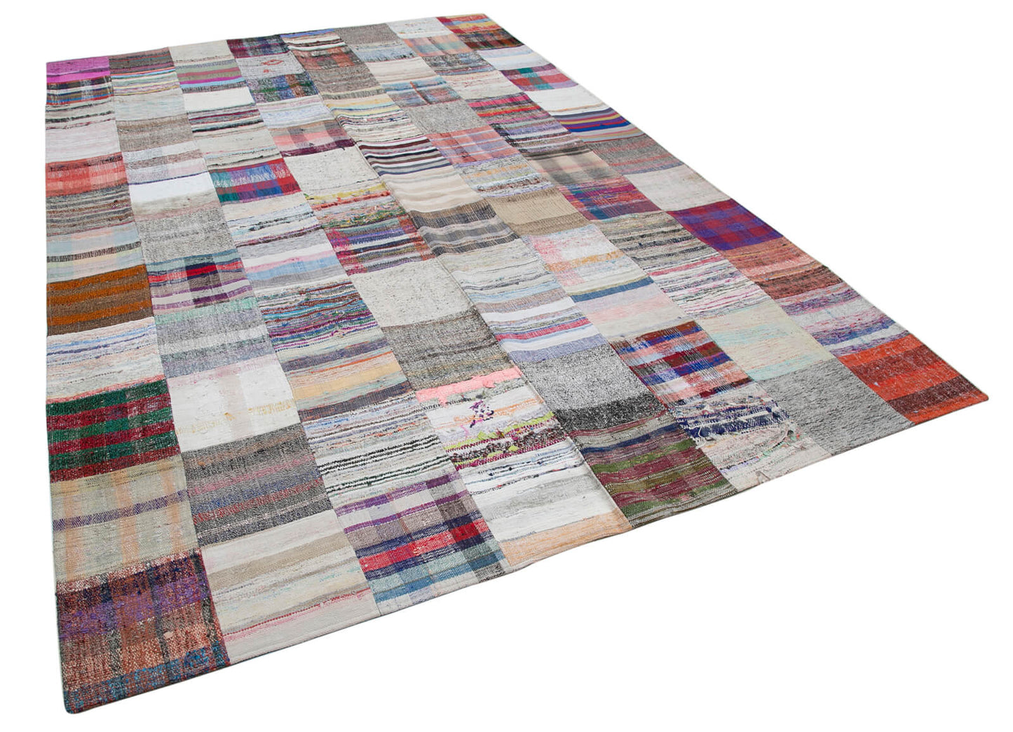 8x12 White Kilim Patchwork Rug - 30566
