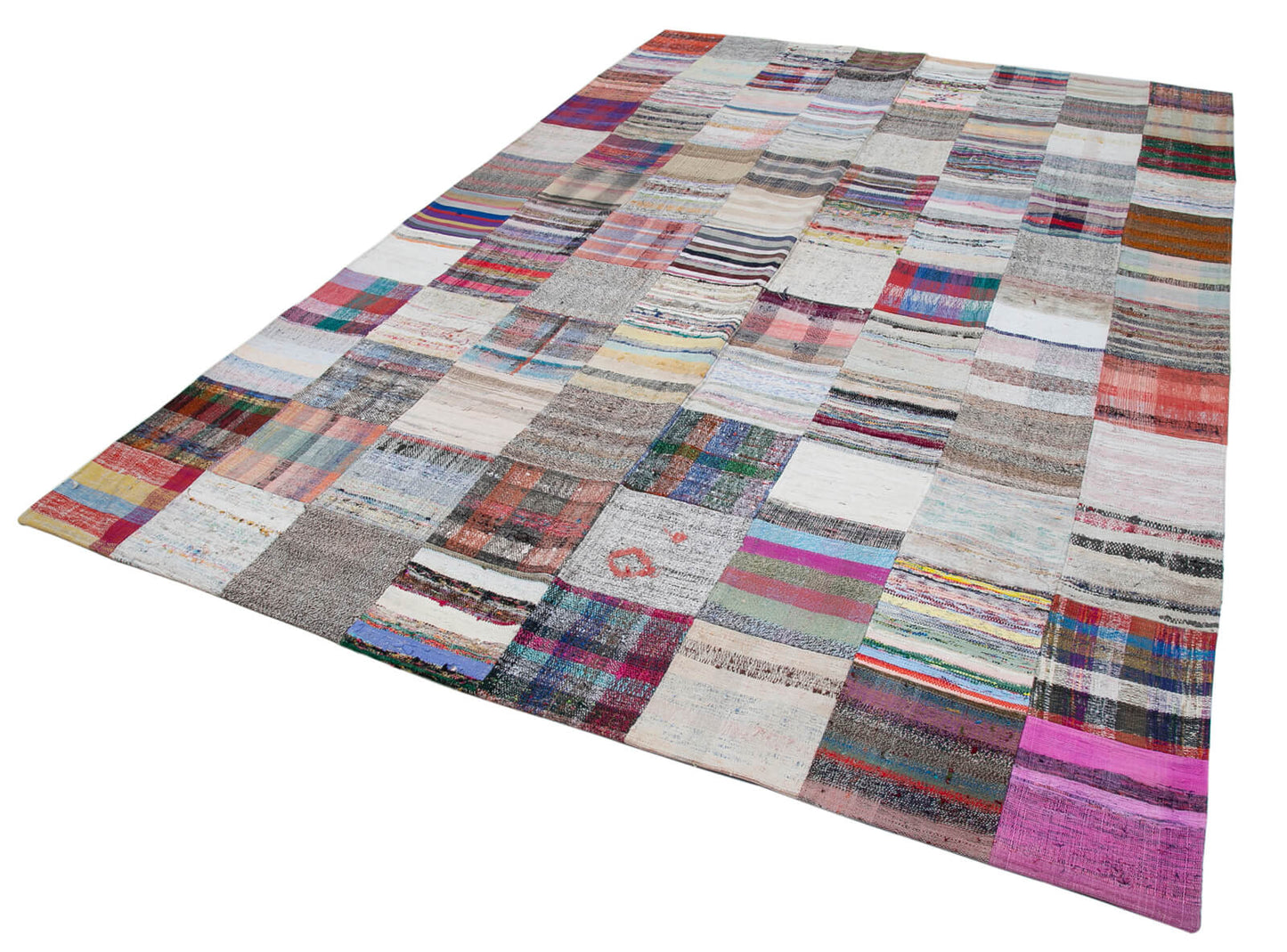 8x12 White Kilim Patchwork Rug - 30566