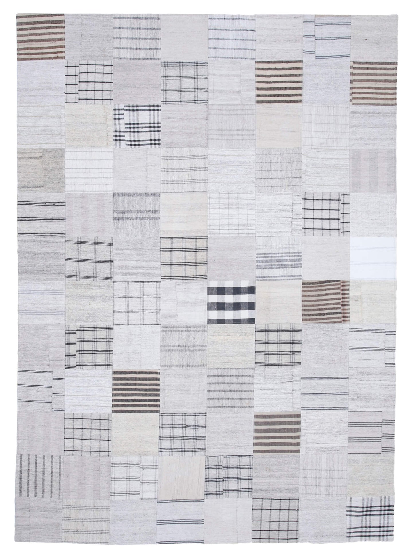 8x11 White Kilim Patchwork Rug - 30569