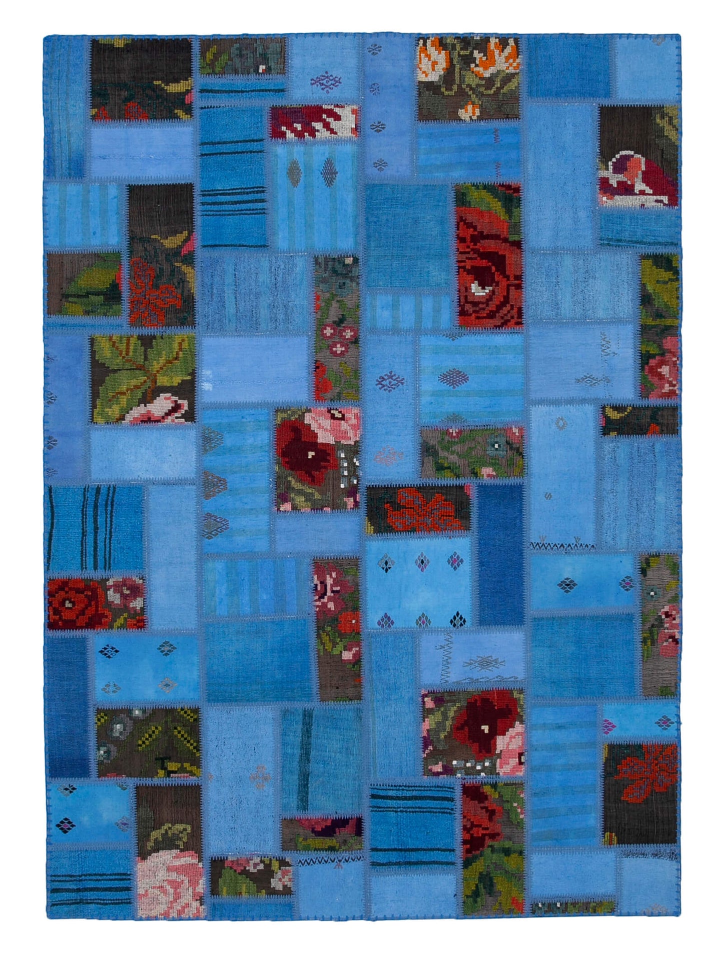 5x8 Blue Kilim Patchwork Rug - 30627