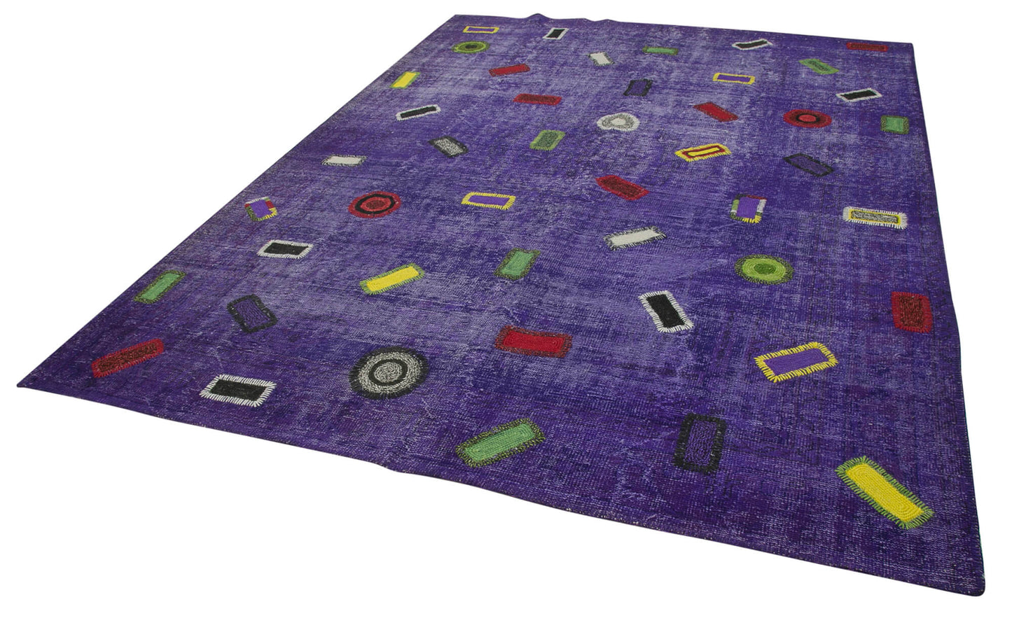 8x11 Purple Modern Patchwork Rug - 30946