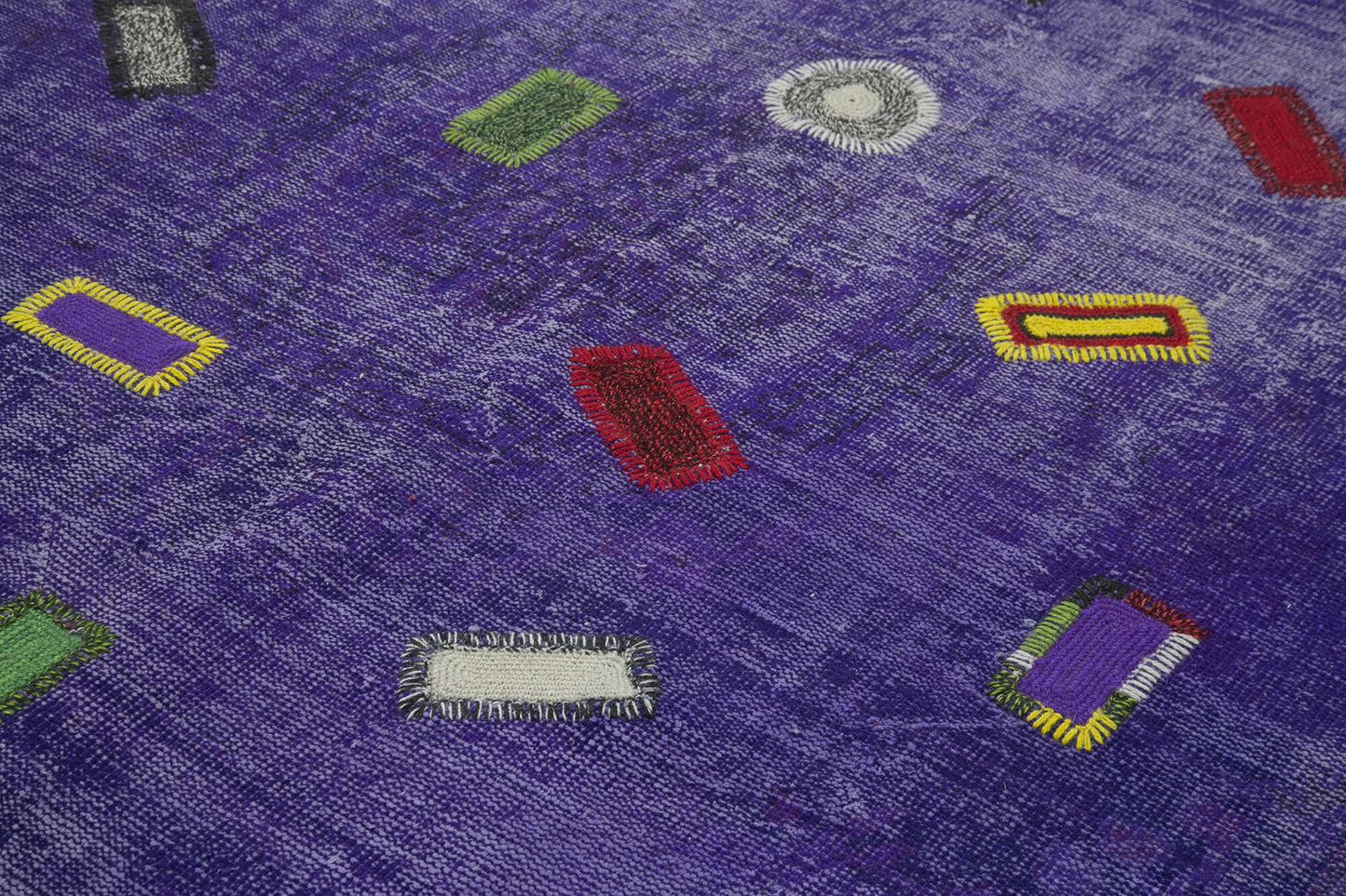 8x11 Purple Modern Patchwork Rug - 30946