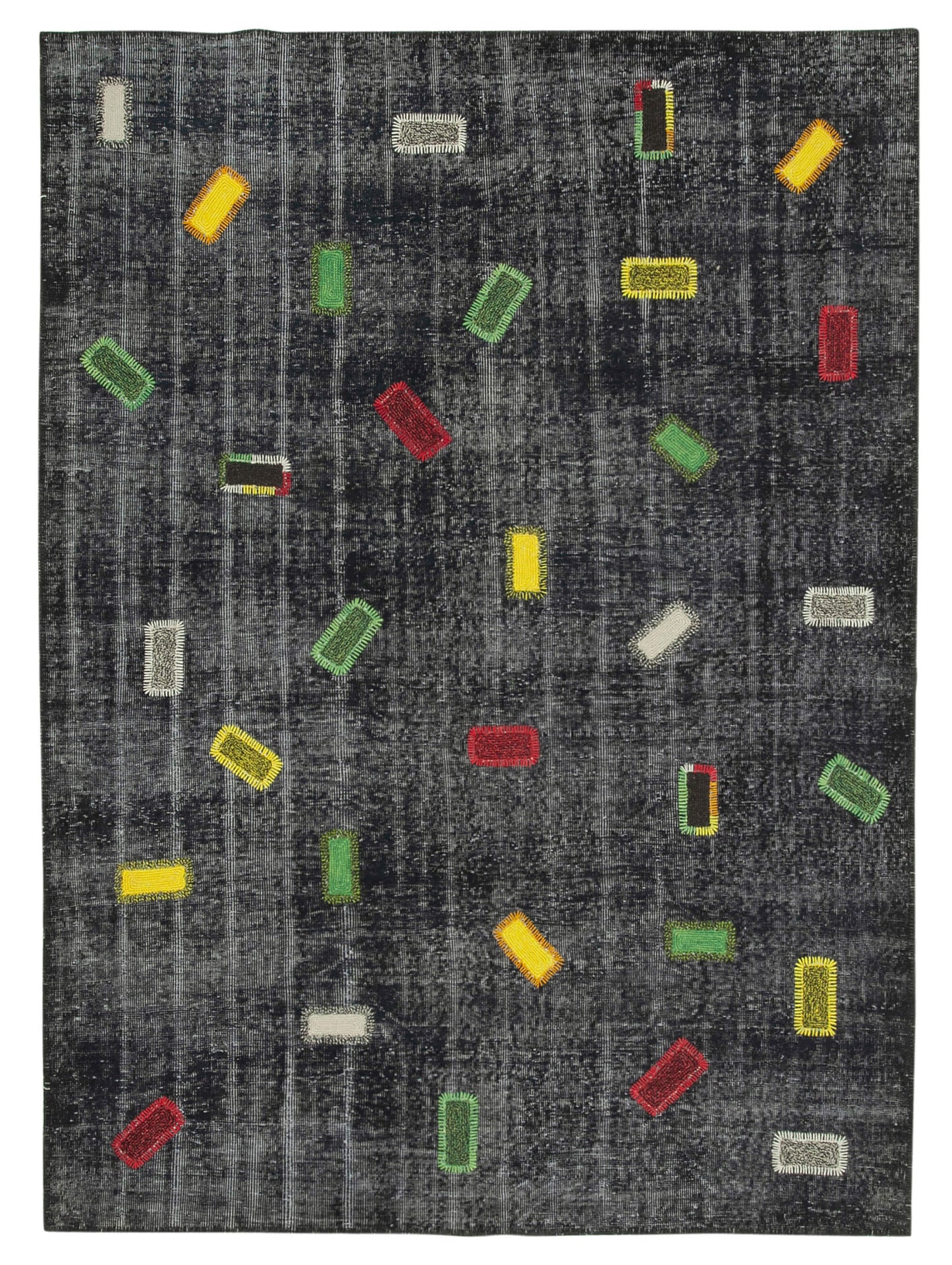 7x10 Black Modern Patchwork Rug - 30950