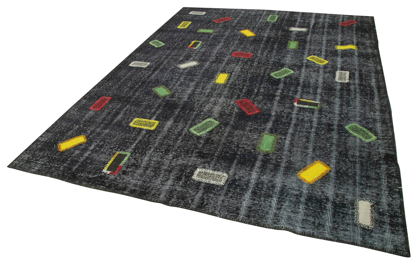 7x10 Black Modern Patchwork Rug - 30950