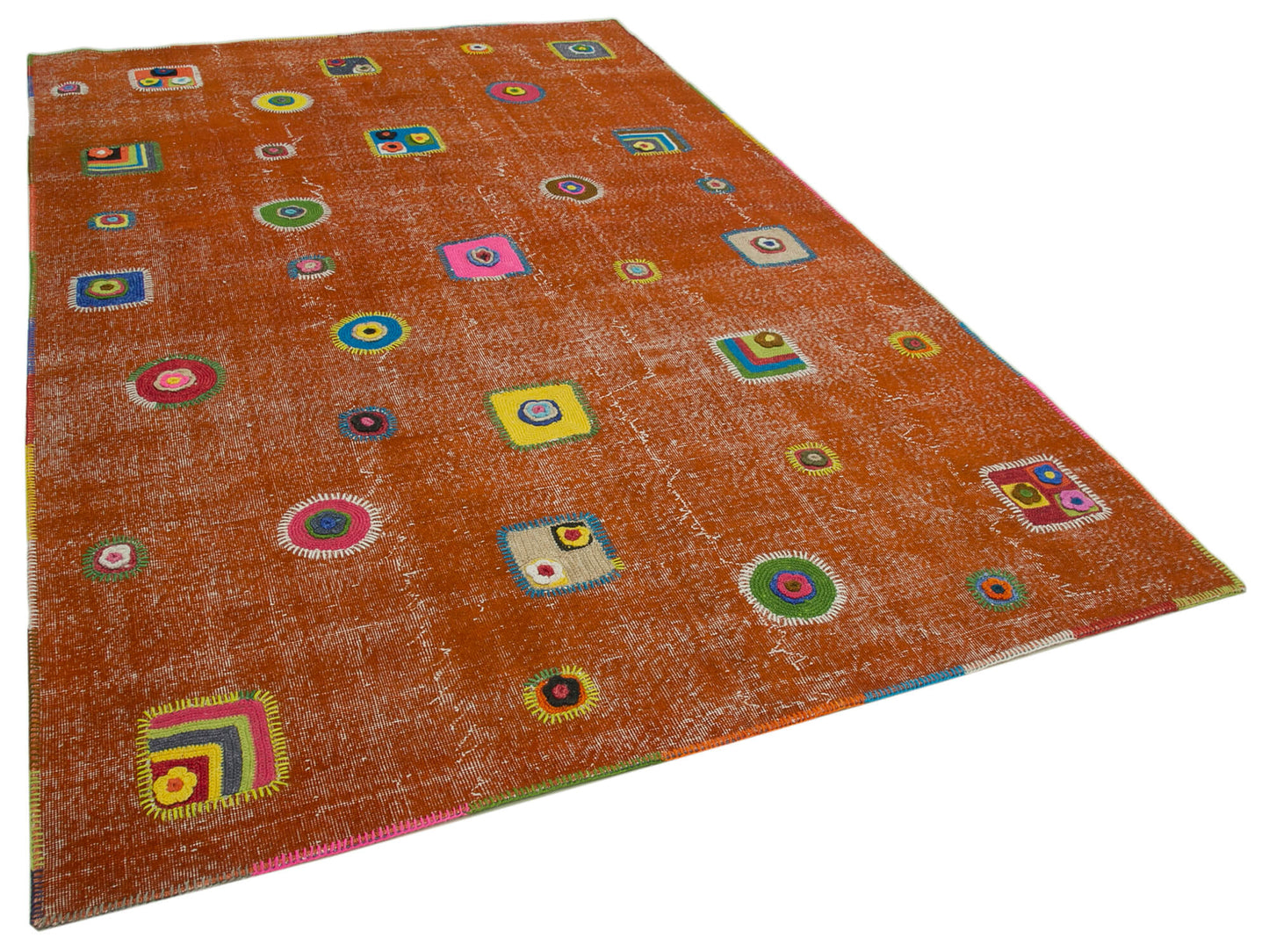 6x10 Orange Modern Patchwork Rug - 30955