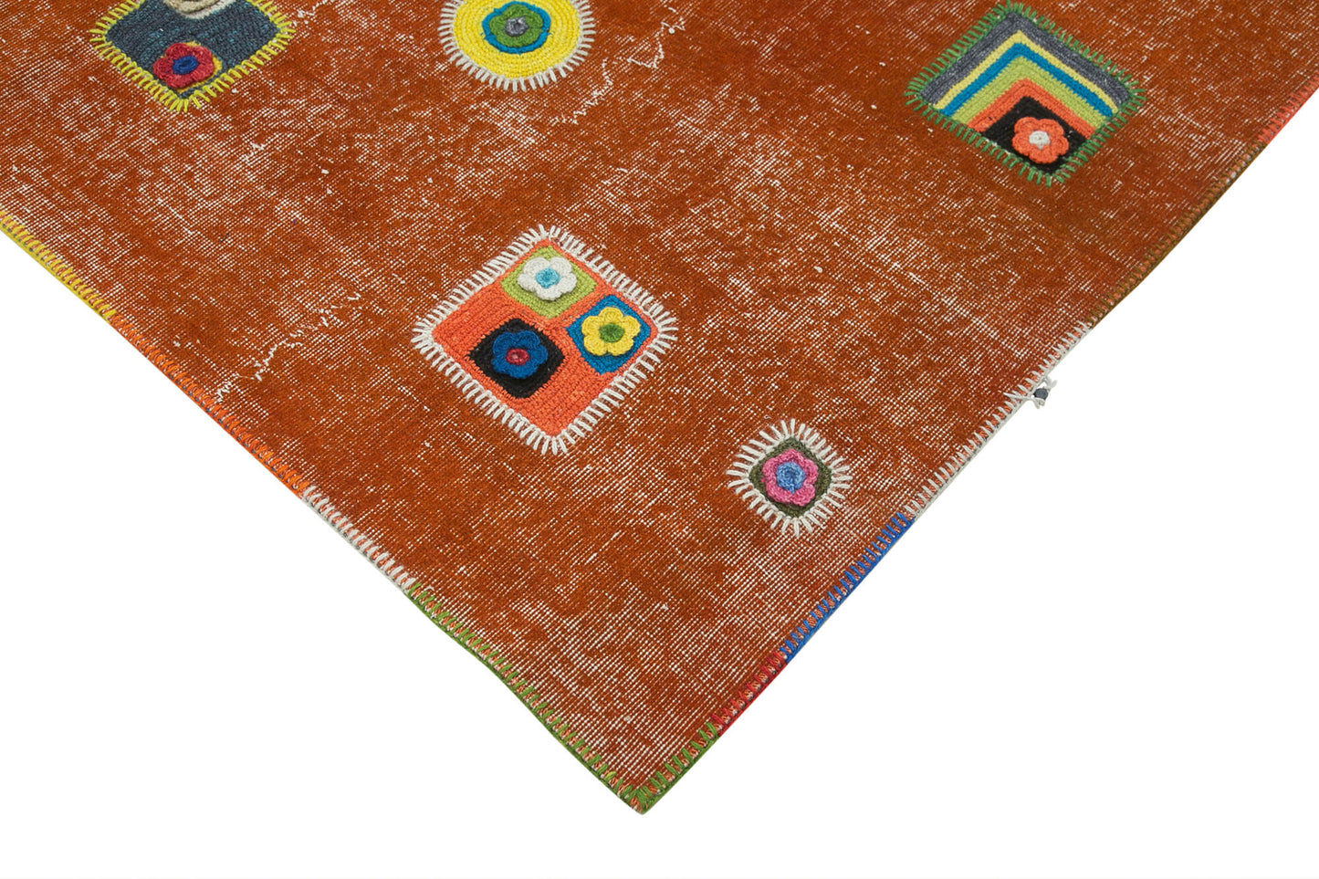 6x10 Orange Modern Patchwork Rug - 30955