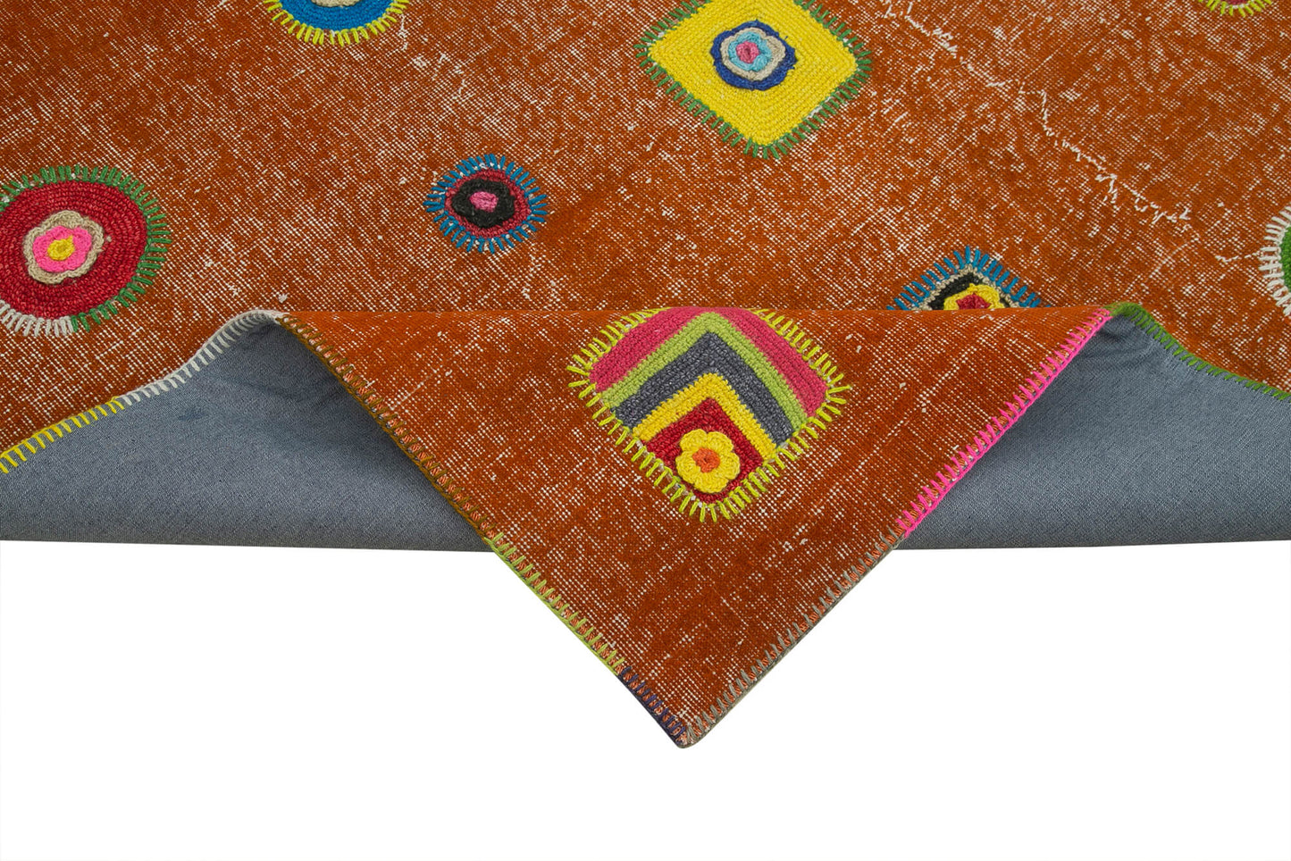 6x10 Orange Modern Patchwork Rug - 30955