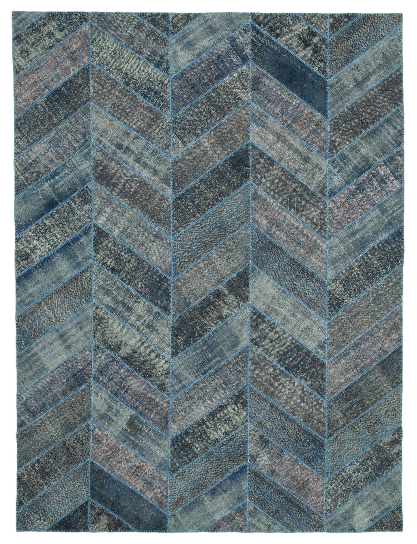 9x12 Blue Modern Patchwork Rug - 30970