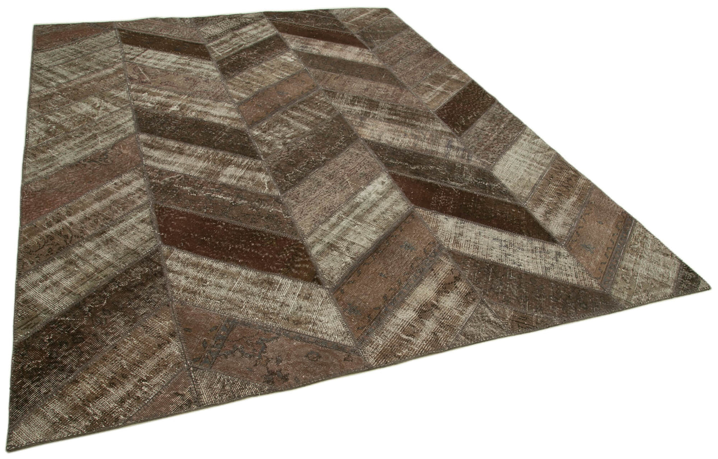 8x10 Brown Modern Patchwork Rug - 30984