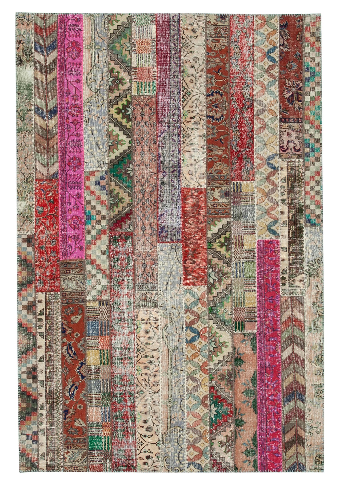 7x10 Red Modern Patchwork Rug - 31013