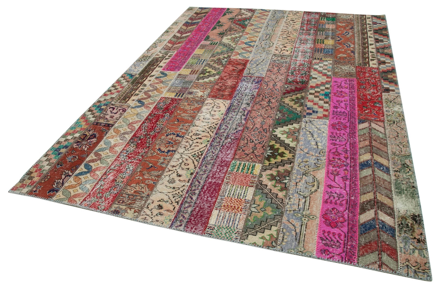 7x10 Red Modern Patchwork Rug - 31013