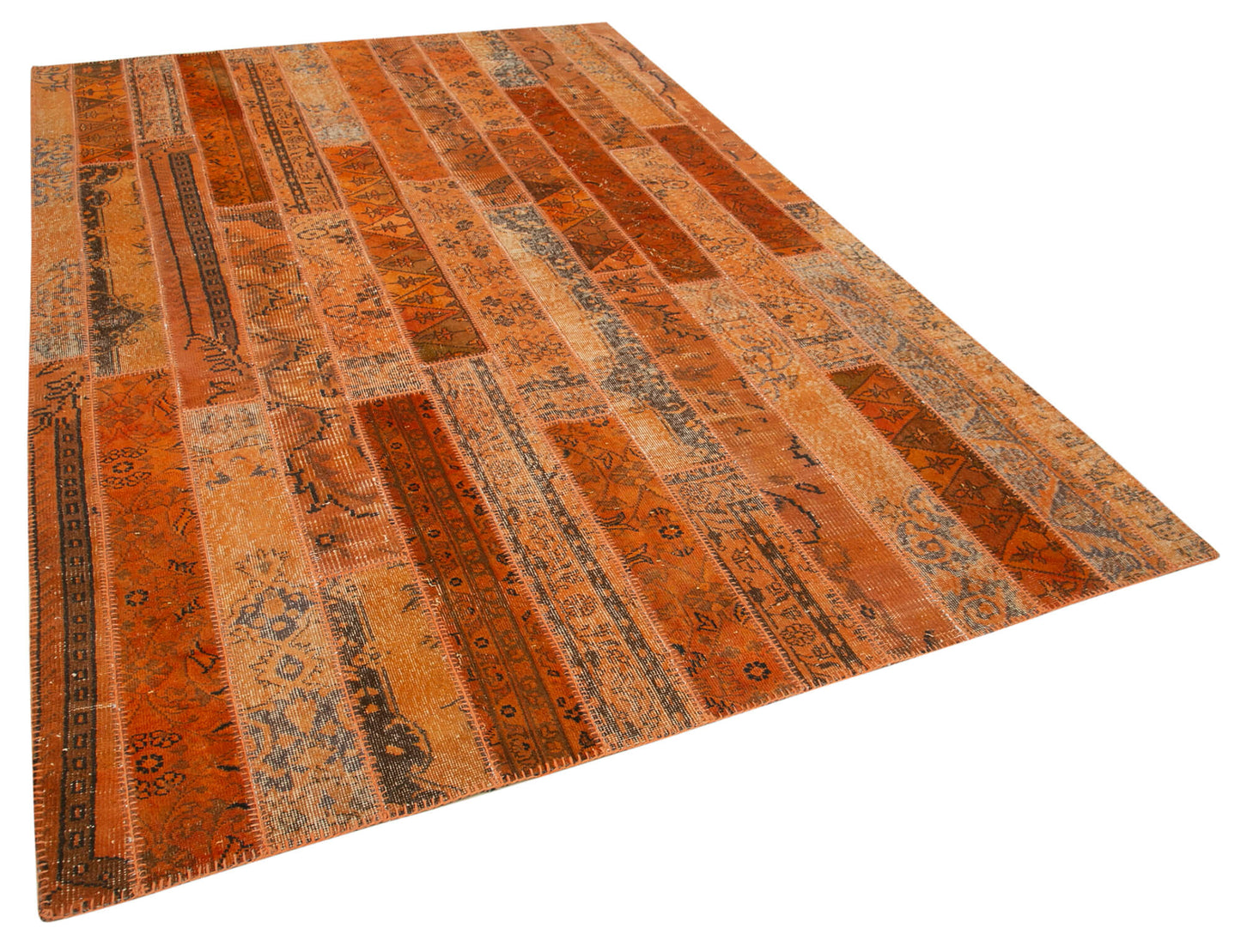 7x10 Orange Modern Patchwork Rug - 31018