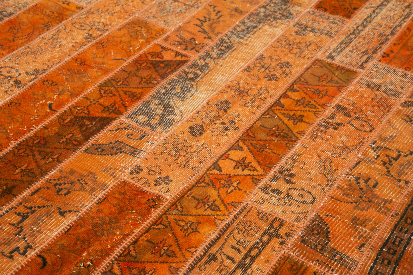 7x10 Orange Modern Patchwork Rug - 31018