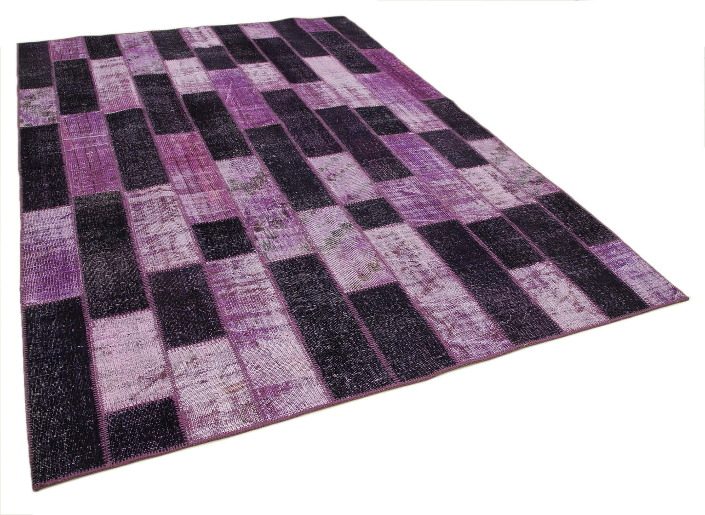 7x10 Purple Modern Patchwork Rug - 31071