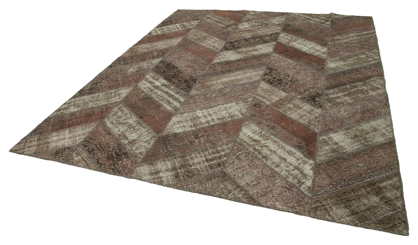 8x10 Brown Modern Patchwork Rug - 31118