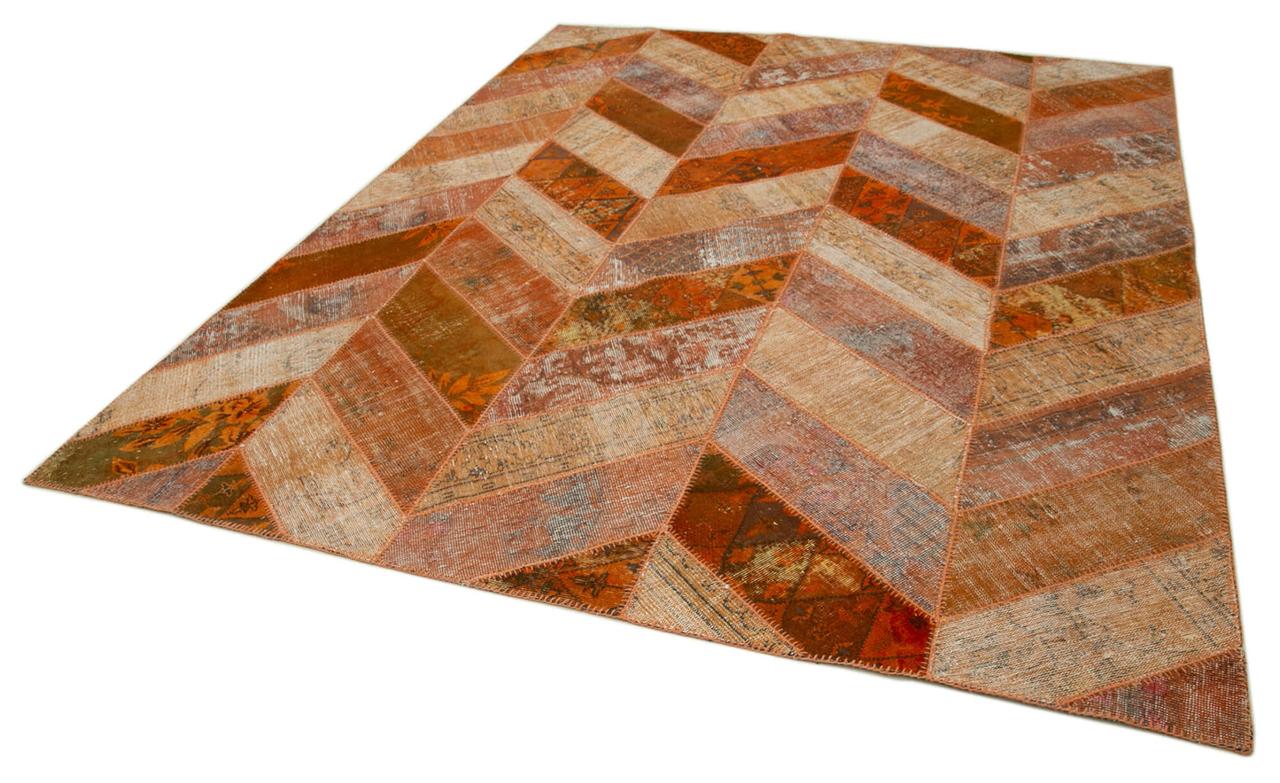 8x10 Orange Modern Patchwork Rug - 31140