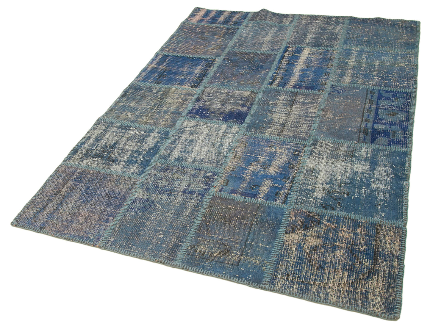 5x7 Blue Patchwork Rug - 31744