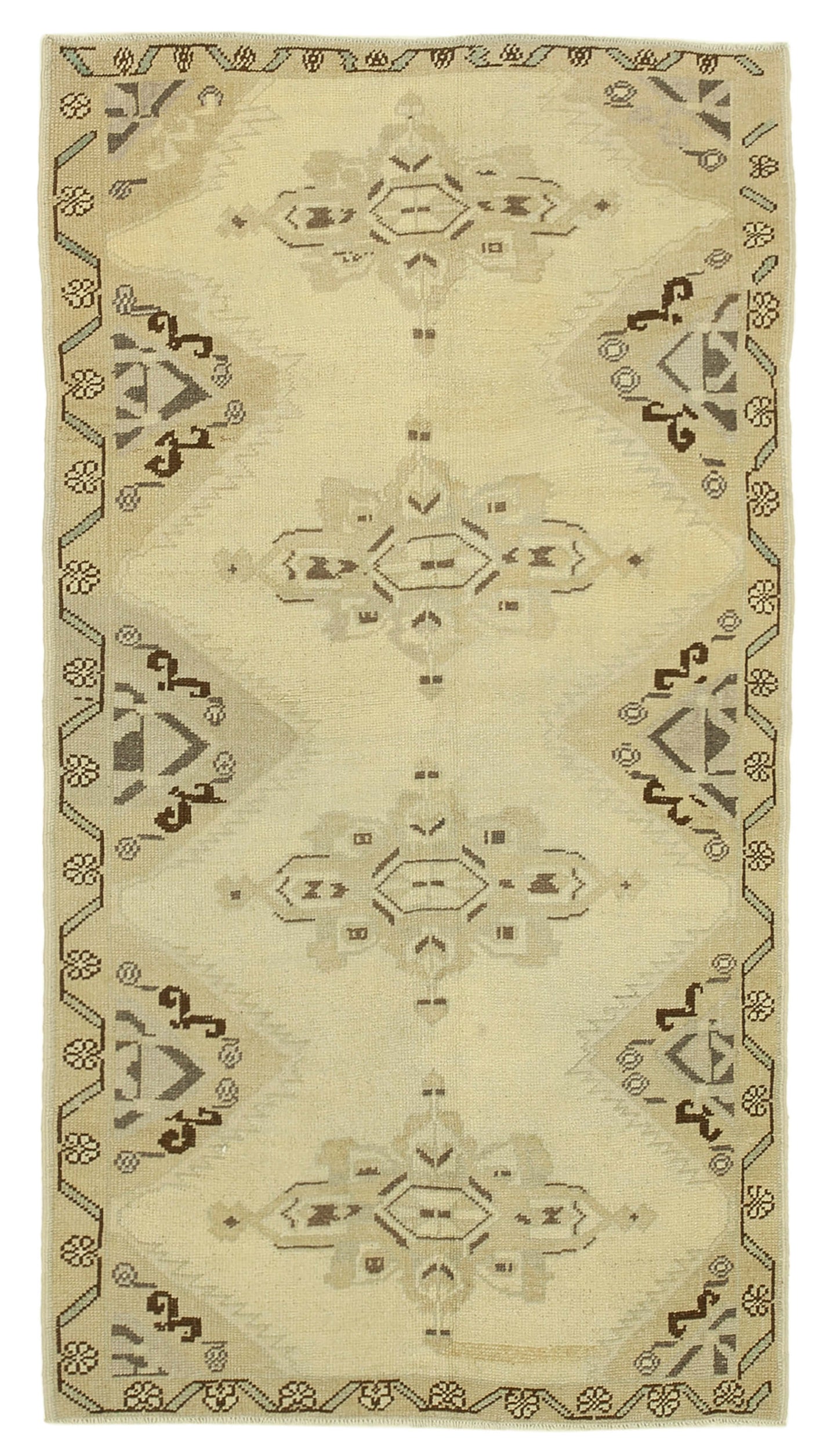 4x7 Beige Vintage Anatolian Rug - 32264
