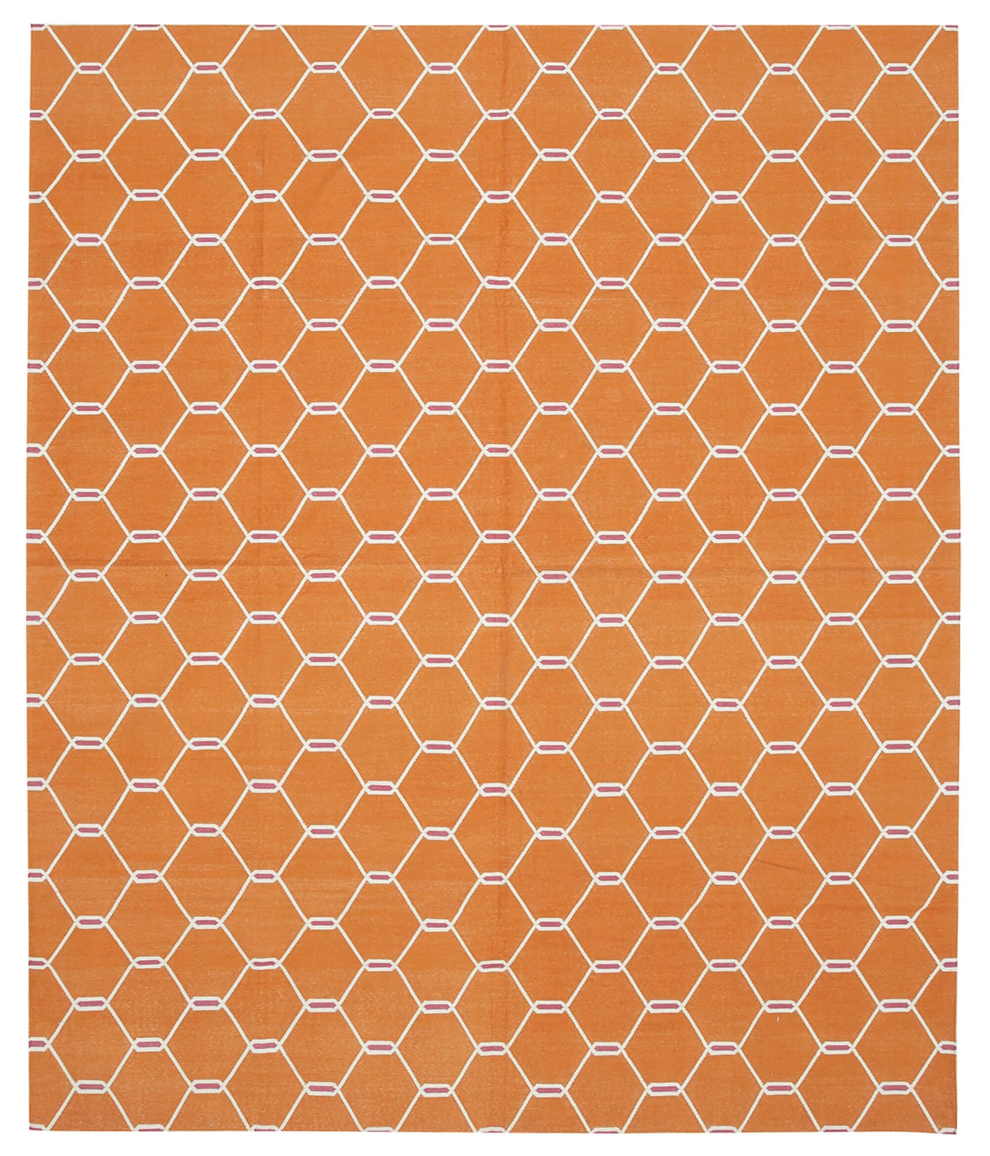 8x10 Orange Dhurrie Rug - 32612
