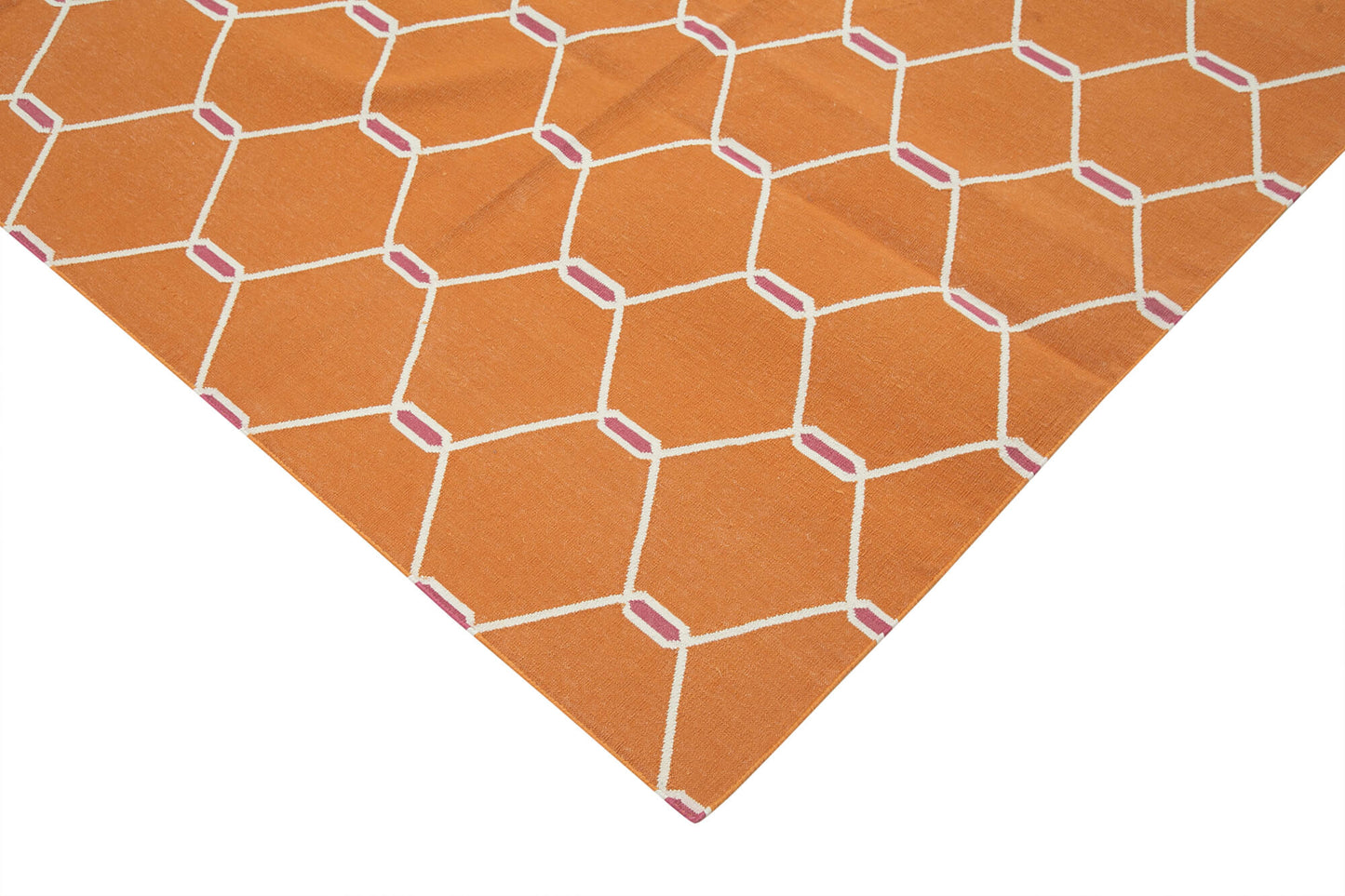 8x10 Orange Dhurrie Rug - 32612