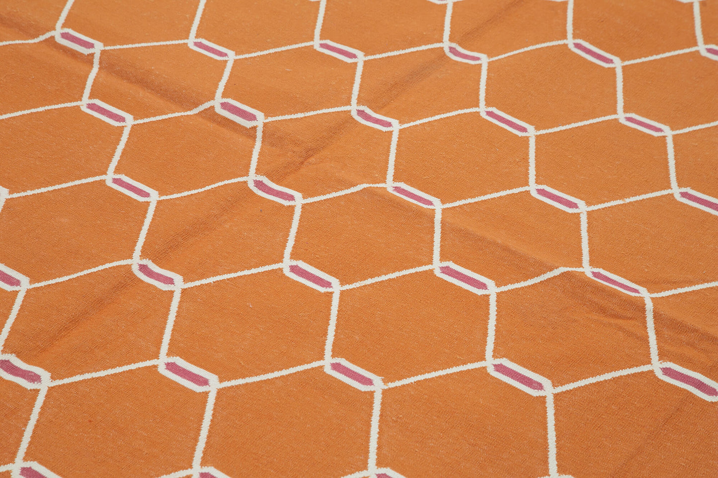 8x10 Orange Dhurrie Rug - 32612