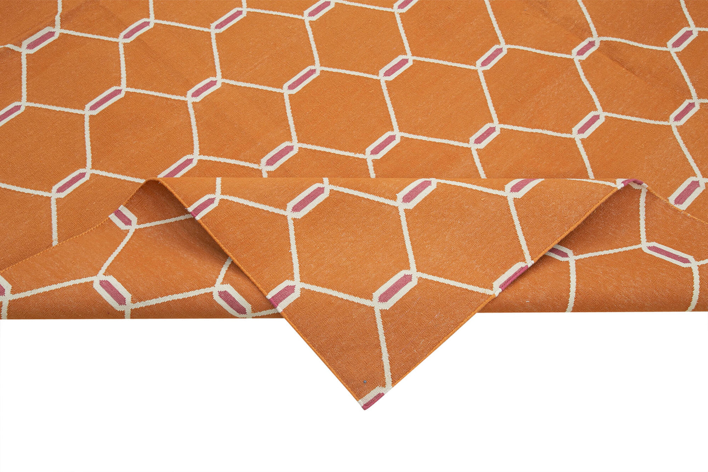 8x10 Orange Dhurrie Rug - 32612