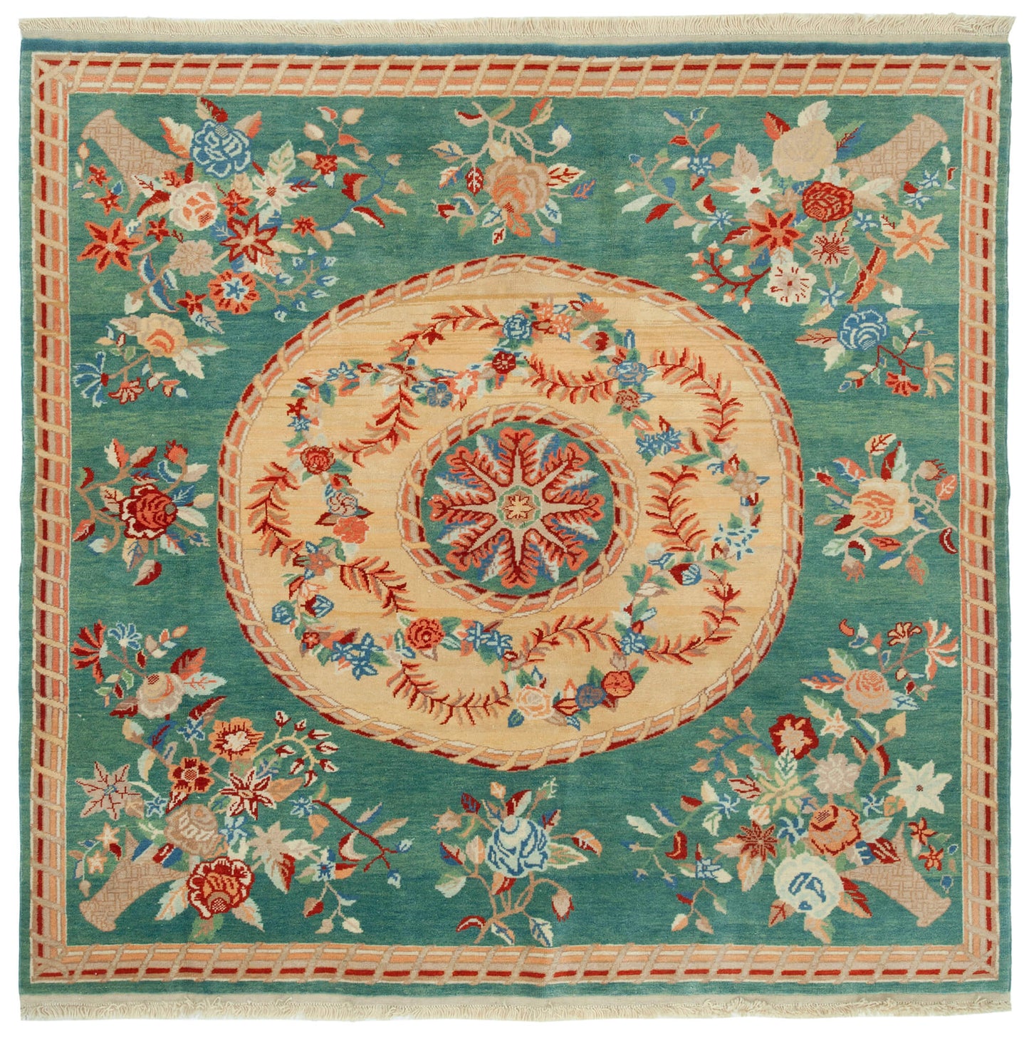 7x7 Turquoise Oushak Rug - 33667